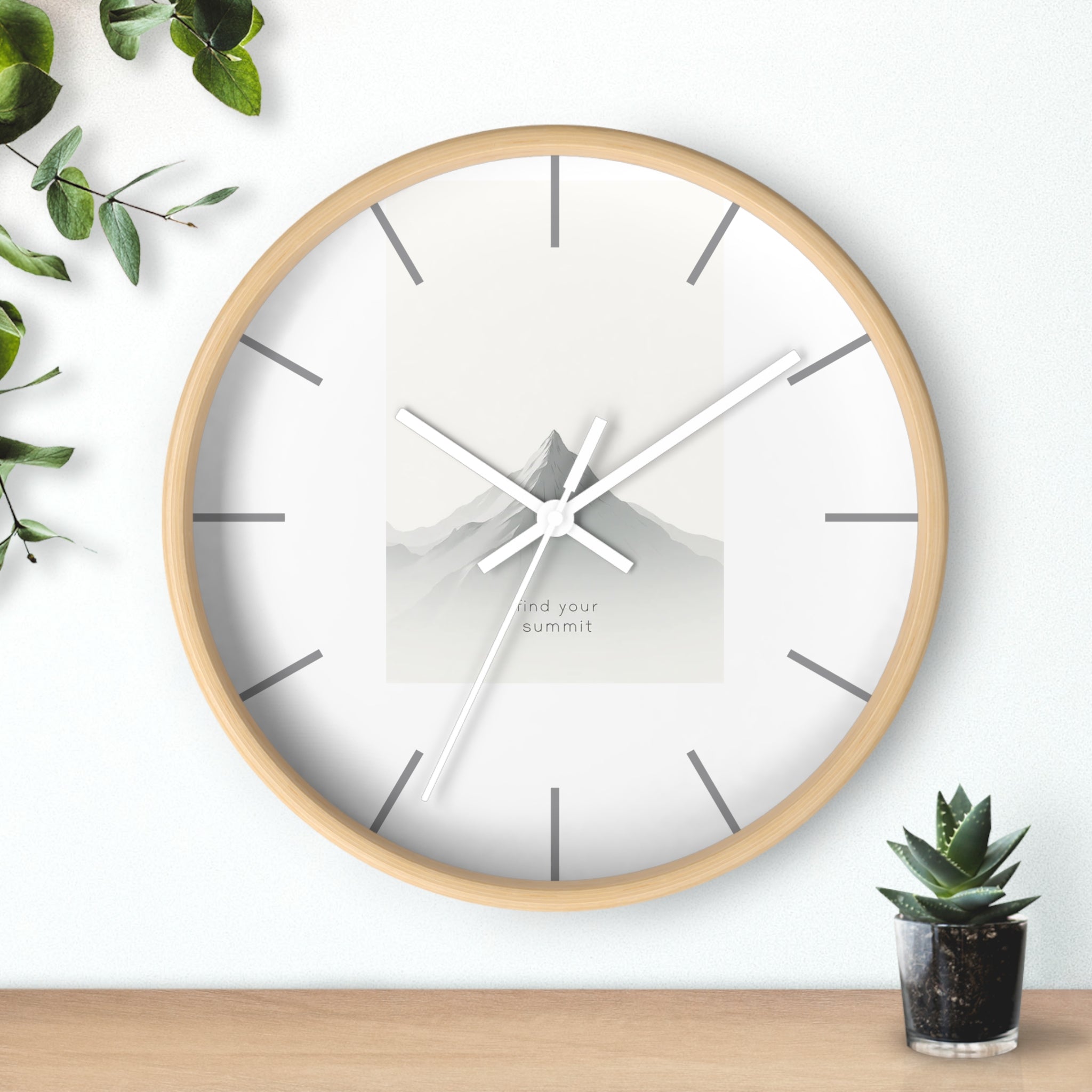 Mountain Summit Wall Clock - Modern Home Decor, Inspirational Art, Office Clock, Gift for Adventurers, Nature Lover Decoration