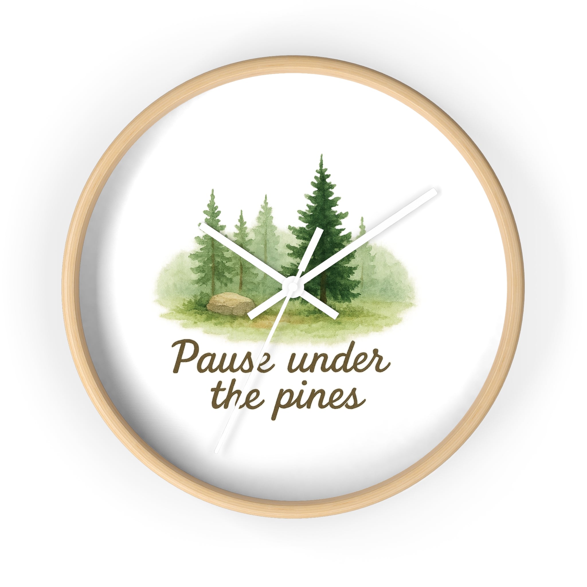 Nature-Inspired Wall Clock for Serene Spaces - "Pause Under the Pines" - Home Decor, Rustic Clock, Gift Idea, Forest Theme