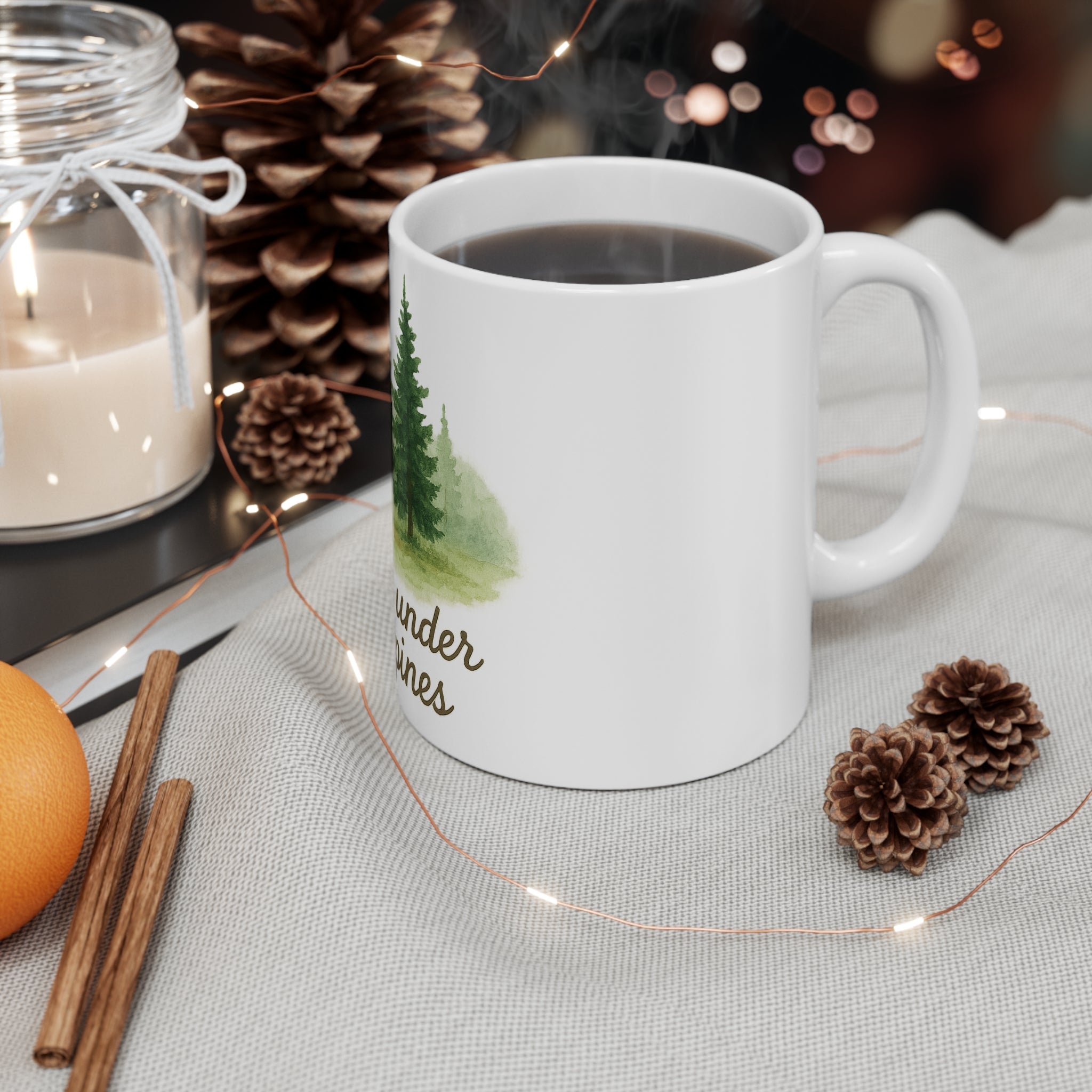 Nature-Inspired Mug: "Pause Under the Pines" Coffee Cup for Outdoor Lovers, Gifts for Nature Enthusiasts, Hiking, Camping, Relaxation