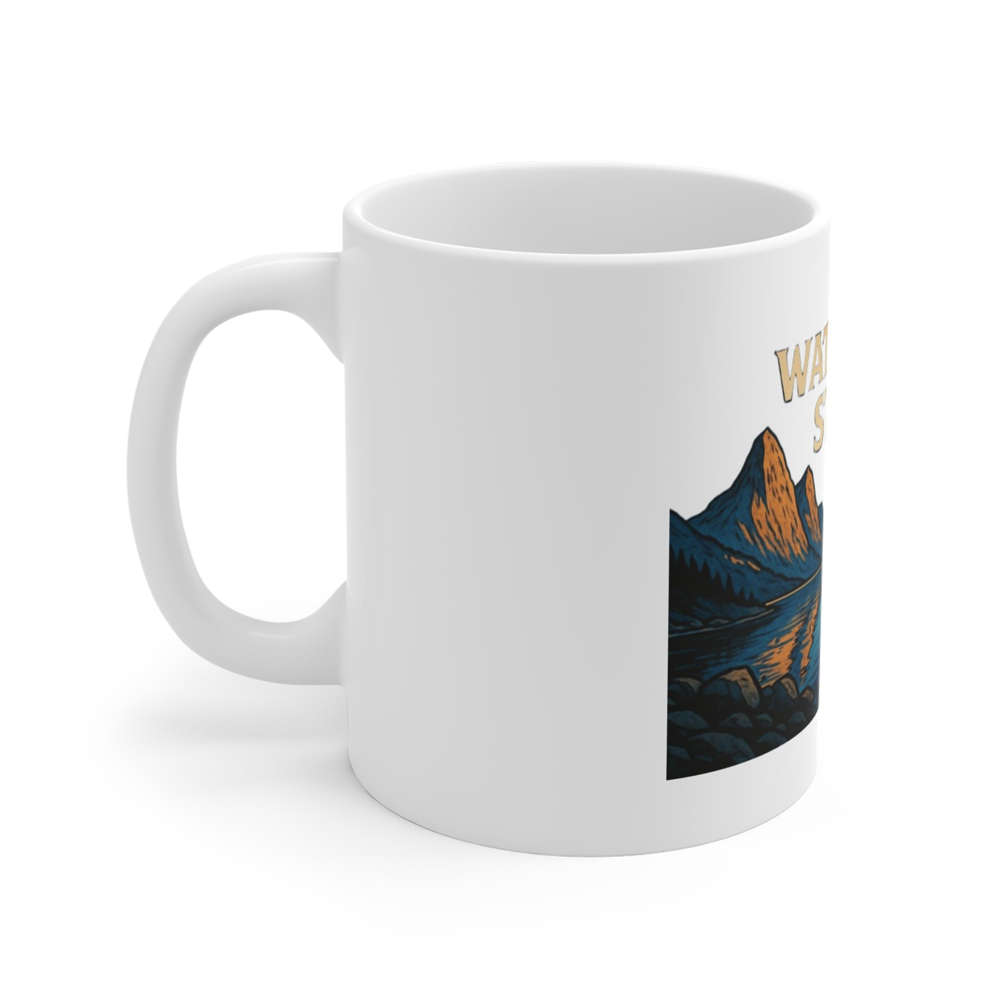 Scenic Nature Mug, Water and Stone Coffee Cup, Outdoor Adventure Gift, Nature Lover's Drinkware, Perfect for Hiking or Camping