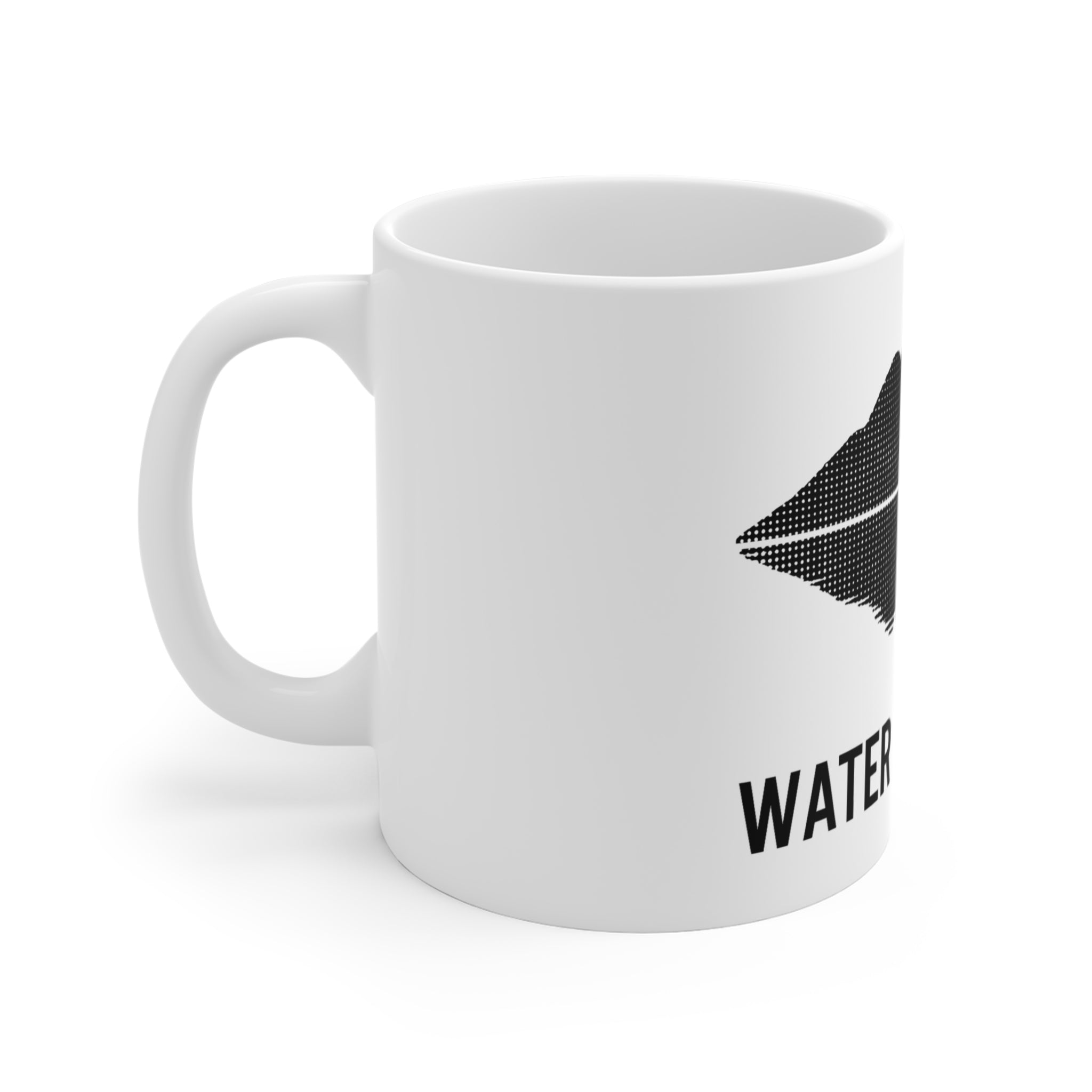 Nature-Inspired Mug, 11oz Coffee Cup, Outdoor Enthusiast Gift, Minimalist Design, Water and Stone Graphic