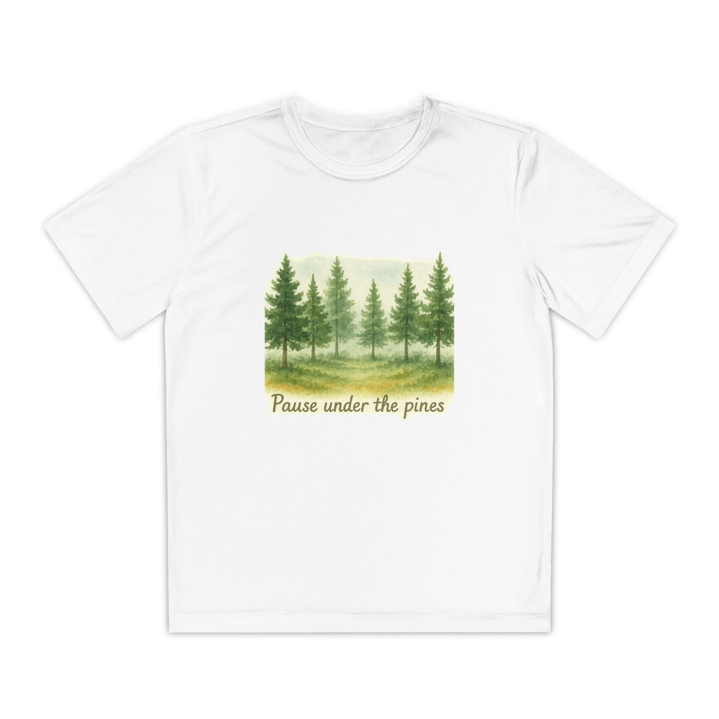 Youth Nature Tee - Pause Under the Pines, Kids Outdoor Shirt, Summer Camp Apparel, Eco-Friendly Youth T-Shirt, Forest Adventure Top