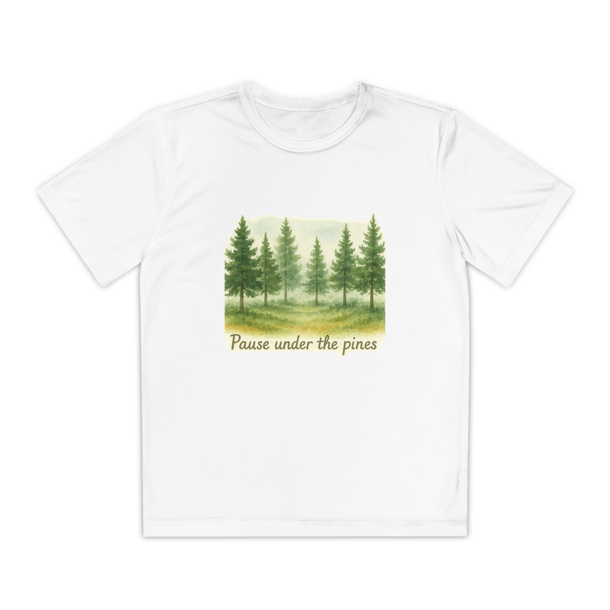 Youth Nature Tee - Pause Under the Pines, Kids Outdoor Shirt, Summer Camp Apparel, Eco-Friendly Youth T-Shirt, Forest Adventure Top