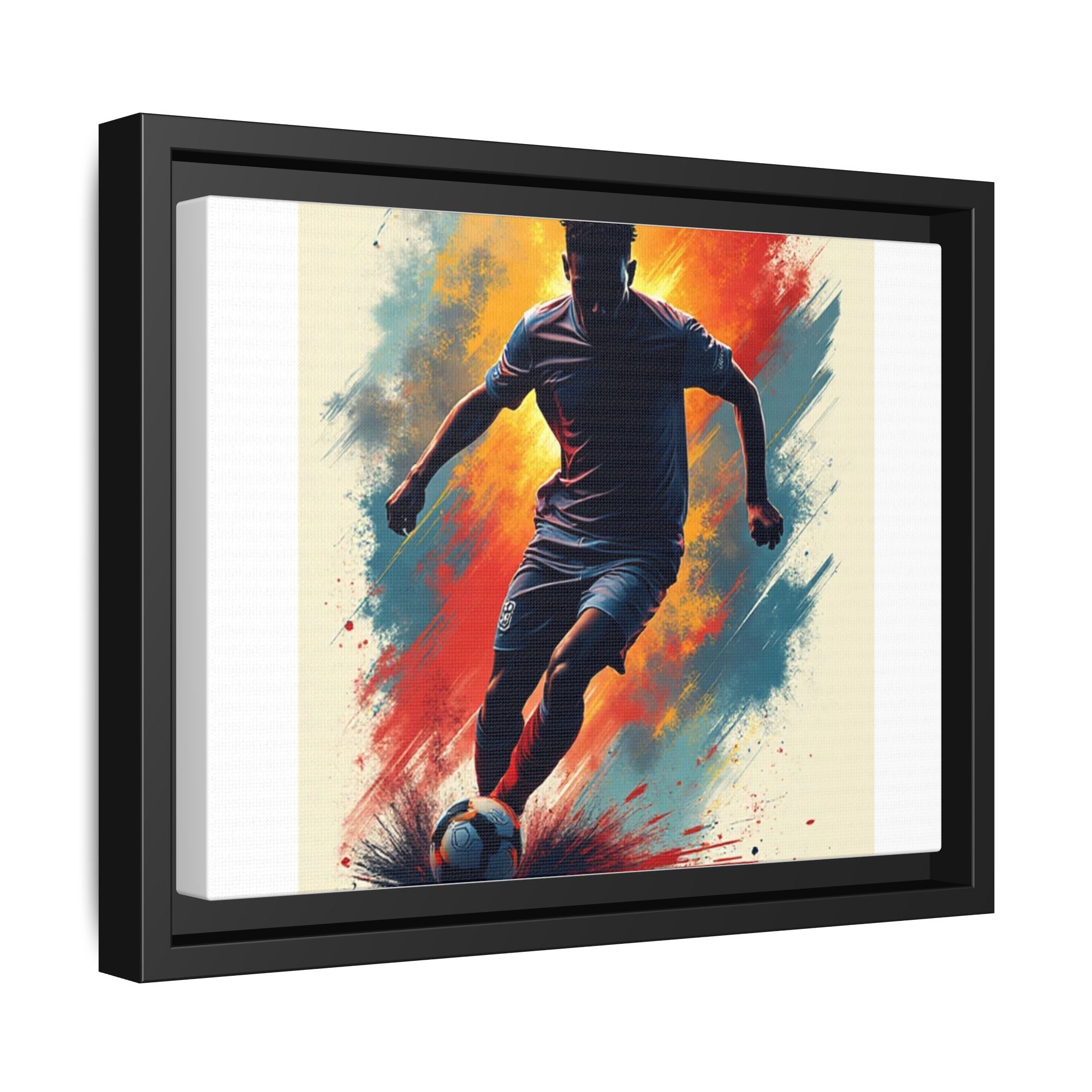 Soccer Wall Art, Sporty Home Decor, Framed Canvas Print, Colorful Soccer Player Artwork, Gift for Athletes, Soccer Fans, Room Decor