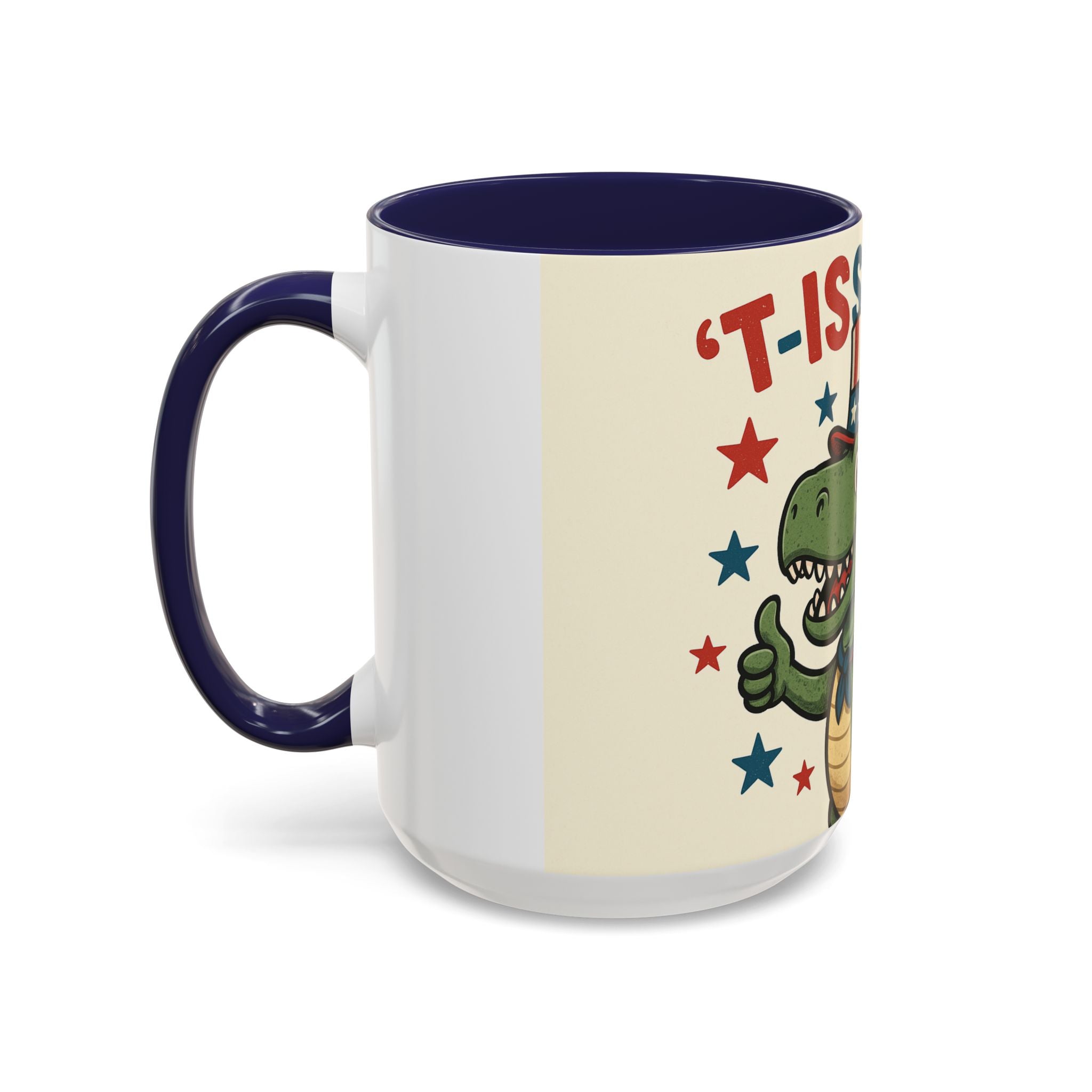 Patriotic Dinosaur Coffee Mug - Fourth of July Gift, Funny Tea Cup, T-Rex Mug, Unique Kid's Drinkware, Best Present for Dino Lovers