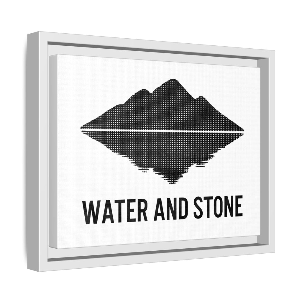 Framed Wall Art, Mountain Landscape, Water and Stone Decor, Home Wall Decor, Nature-Inspired Art, Modern Room Decor