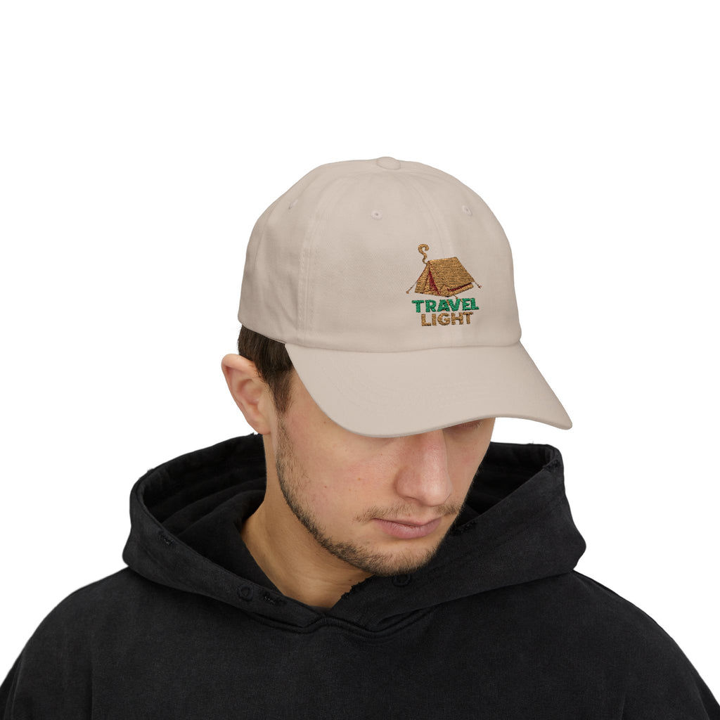 Travel Light Dad Cap | Casual Fashion Hat, Summer Accessory, Gift for Travelers, Outdoor Gear, Vacation Essential