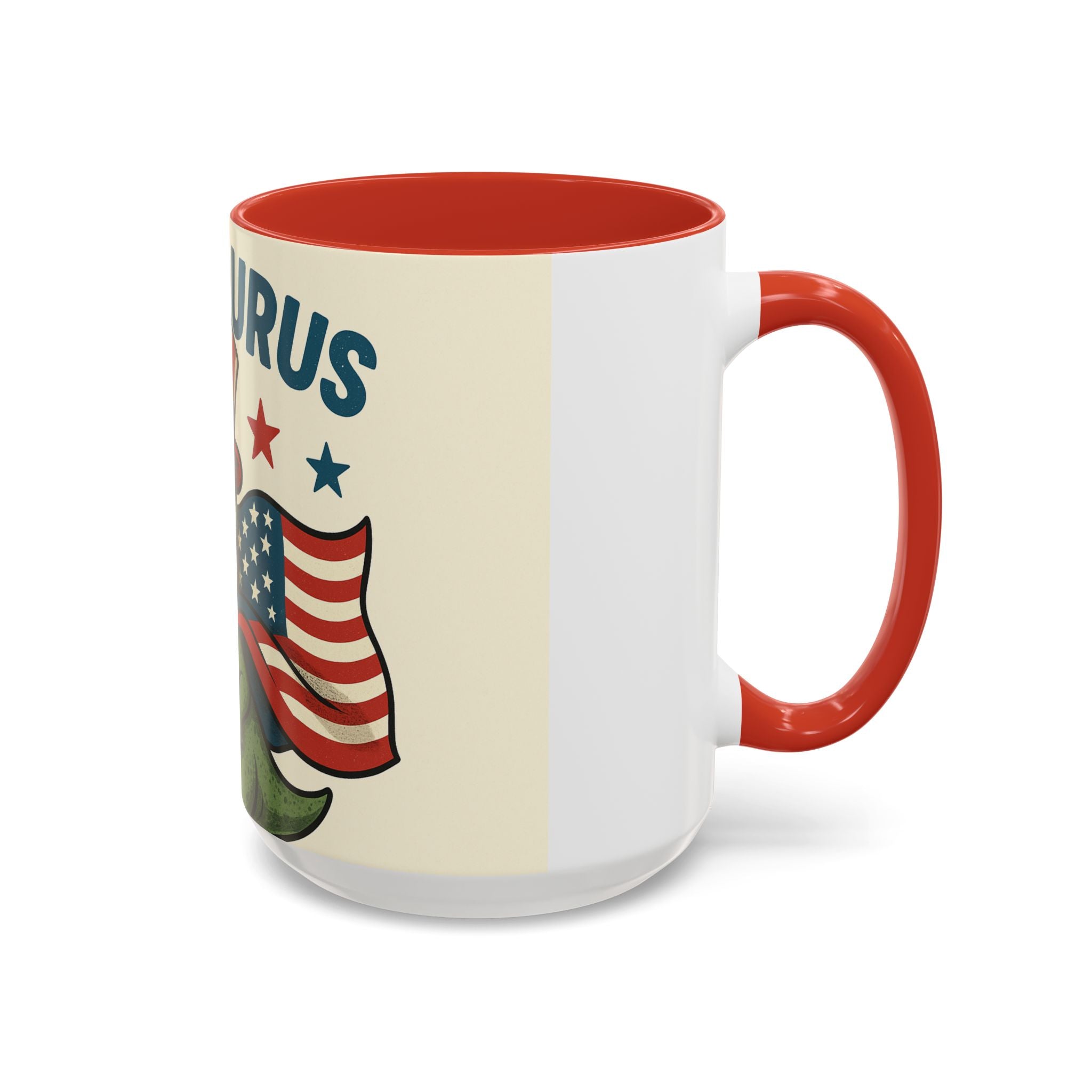 Patriotic Dinosaur Coffee Mug - Fourth of July Gift, Funny Tea Cup, T-Rex Mug, Unique Kid's Drinkware, Best Present for Dino Lovers