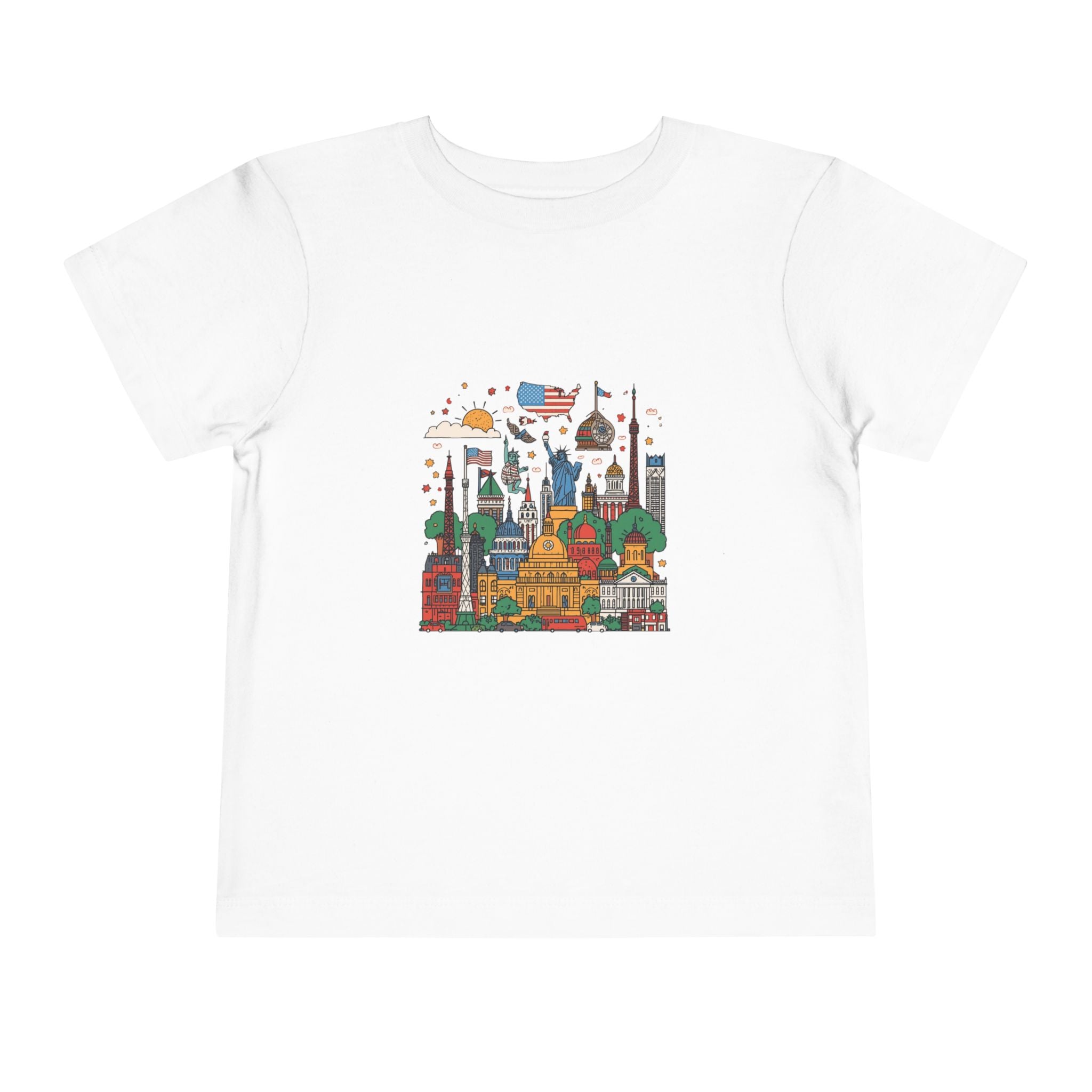Whimsical Cityscape Toddler Tee, Cute Kids Shirt, Toddler Graphic Tee, Playful Art Apparel, Birthday Gift, Summer Outfit