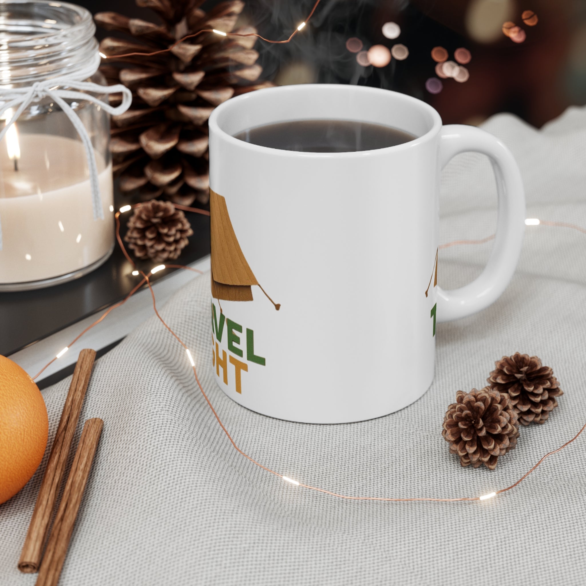 Camping Mug - Travel Light, Adventure Mug, Gift for Hikers, Outdoorsy Coffee Cup, Nature Lover Mug, Camping Accessories