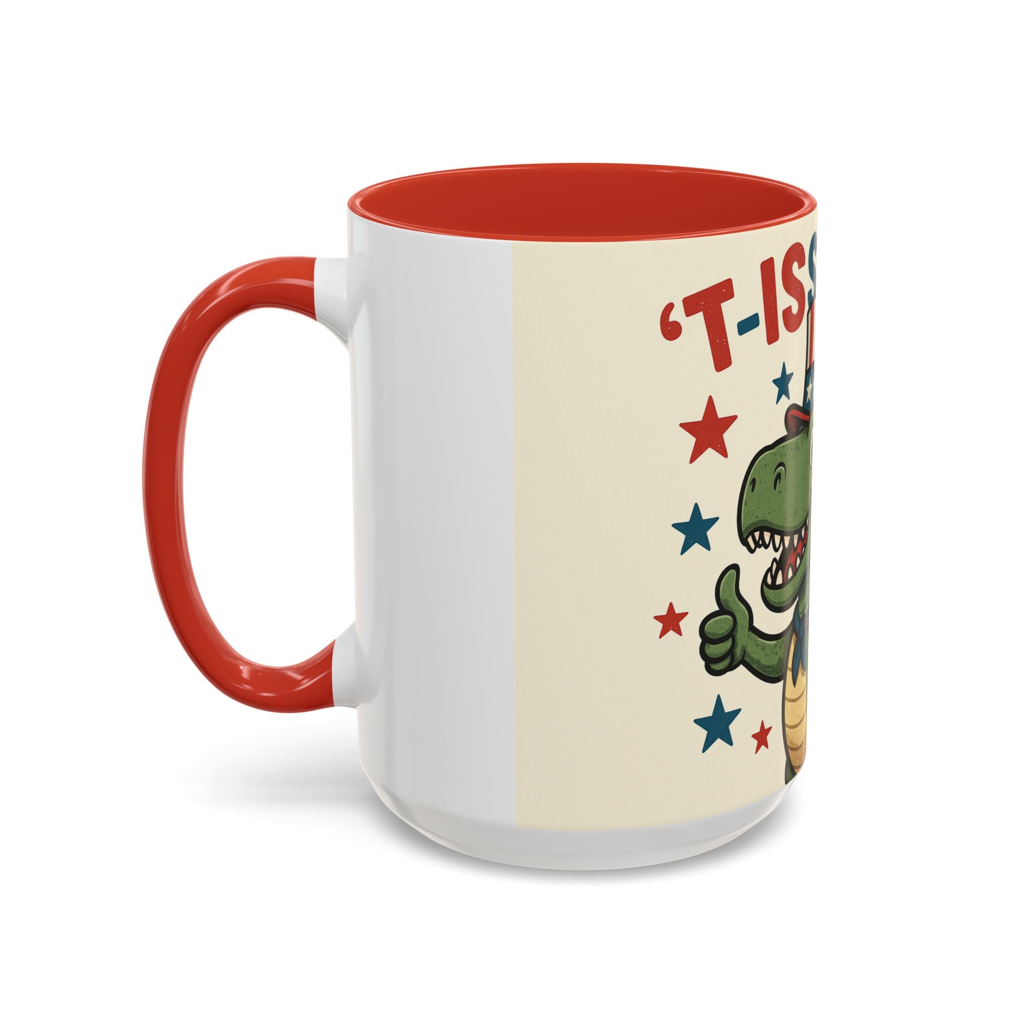 Patriotic Dinosaur Coffee Mug - Fourth of July Gift, Funny Tea Cup, T-Rex Mug, Unique Kid's Drinkware, Best Present for Dino Lovers