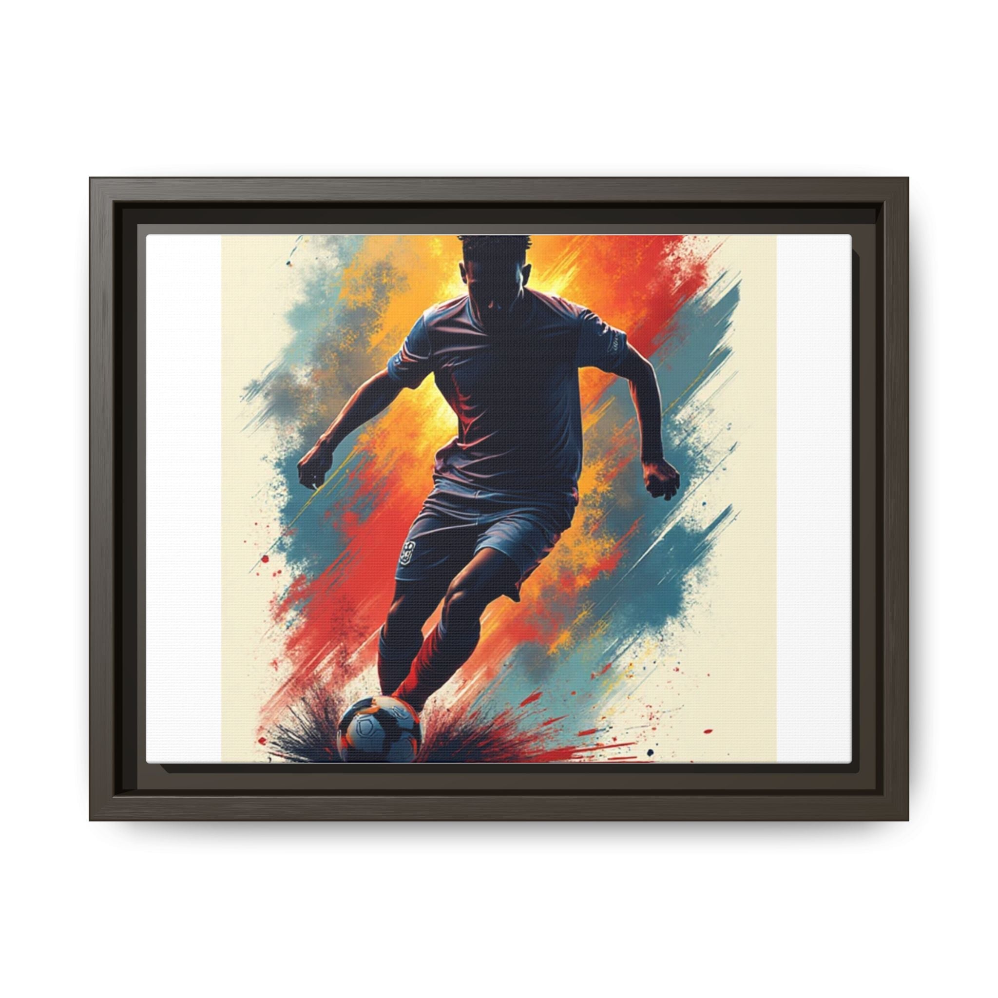 Soccer Wall Art, Sporty Home Decor, Framed Canvas Print, Colorful Soccer Player Artwork, Gift for Athletes, Soccer Fans, Room Decor