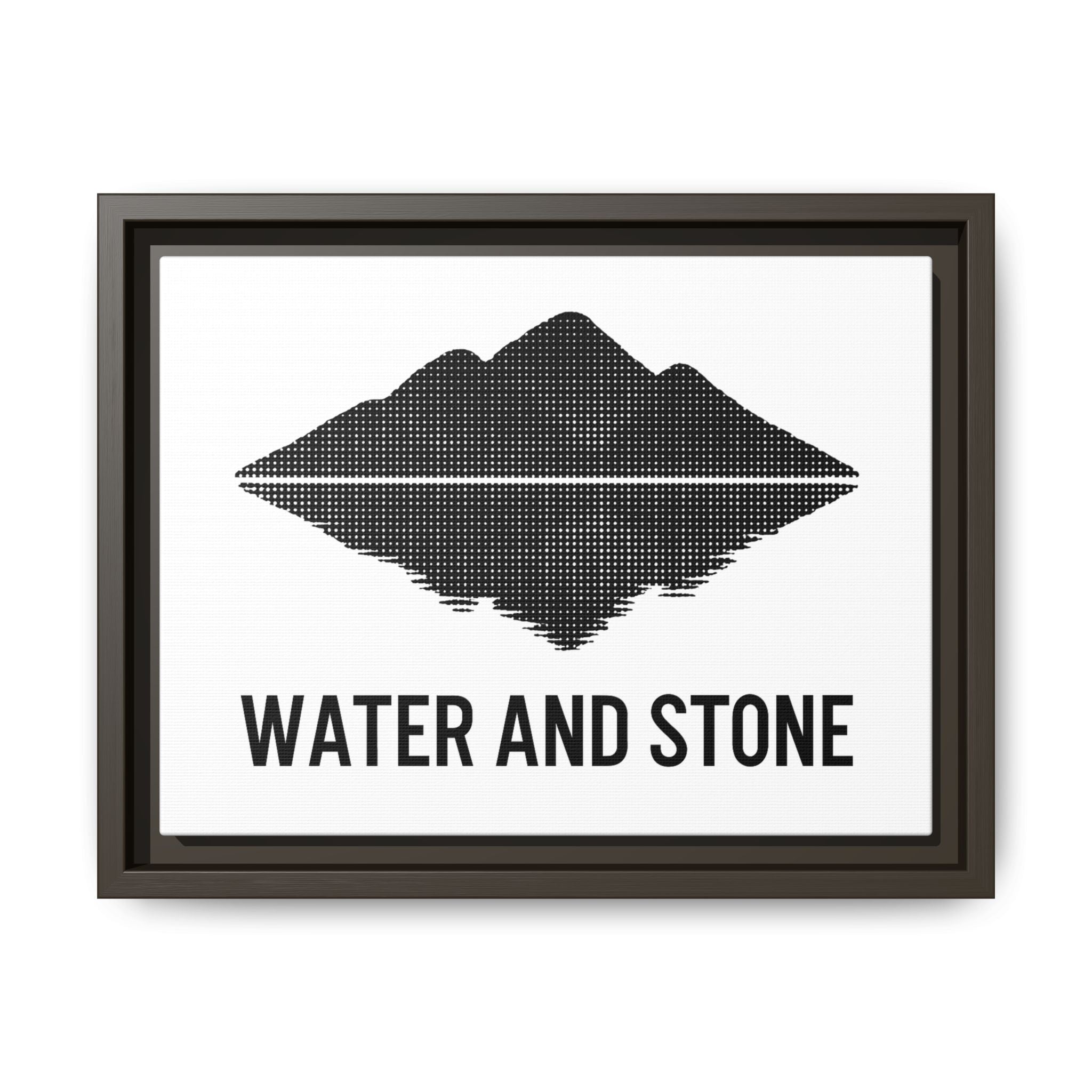Framed Wall Art, Mountain Landscape, Water and Stone Decor, Home Wall Decor, Nature-Inspired Art, Modern Room Decor