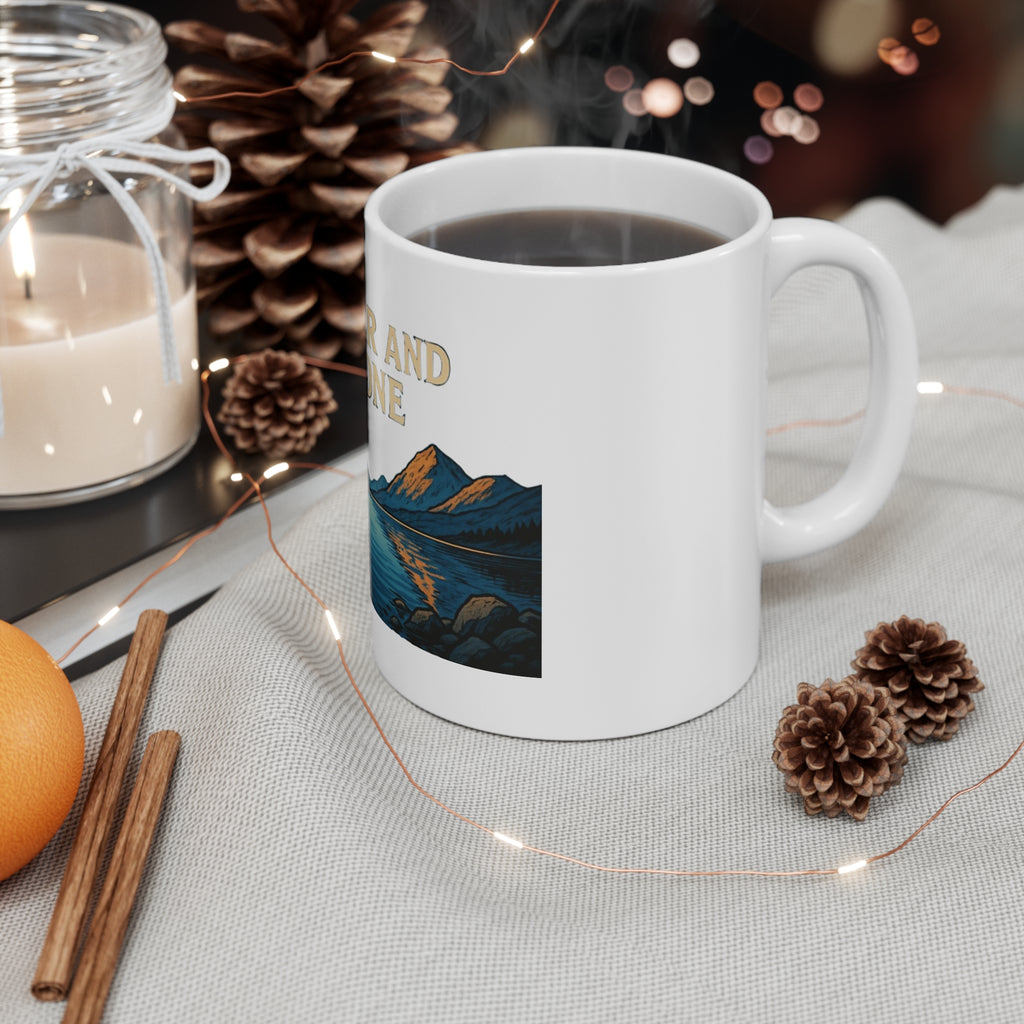 Scenic Nature Mug, Water and Stone Coffee Cup, Outdoor Adventure Gift, Nature Lover's Drinkware, Perfect for Hiking or Camping