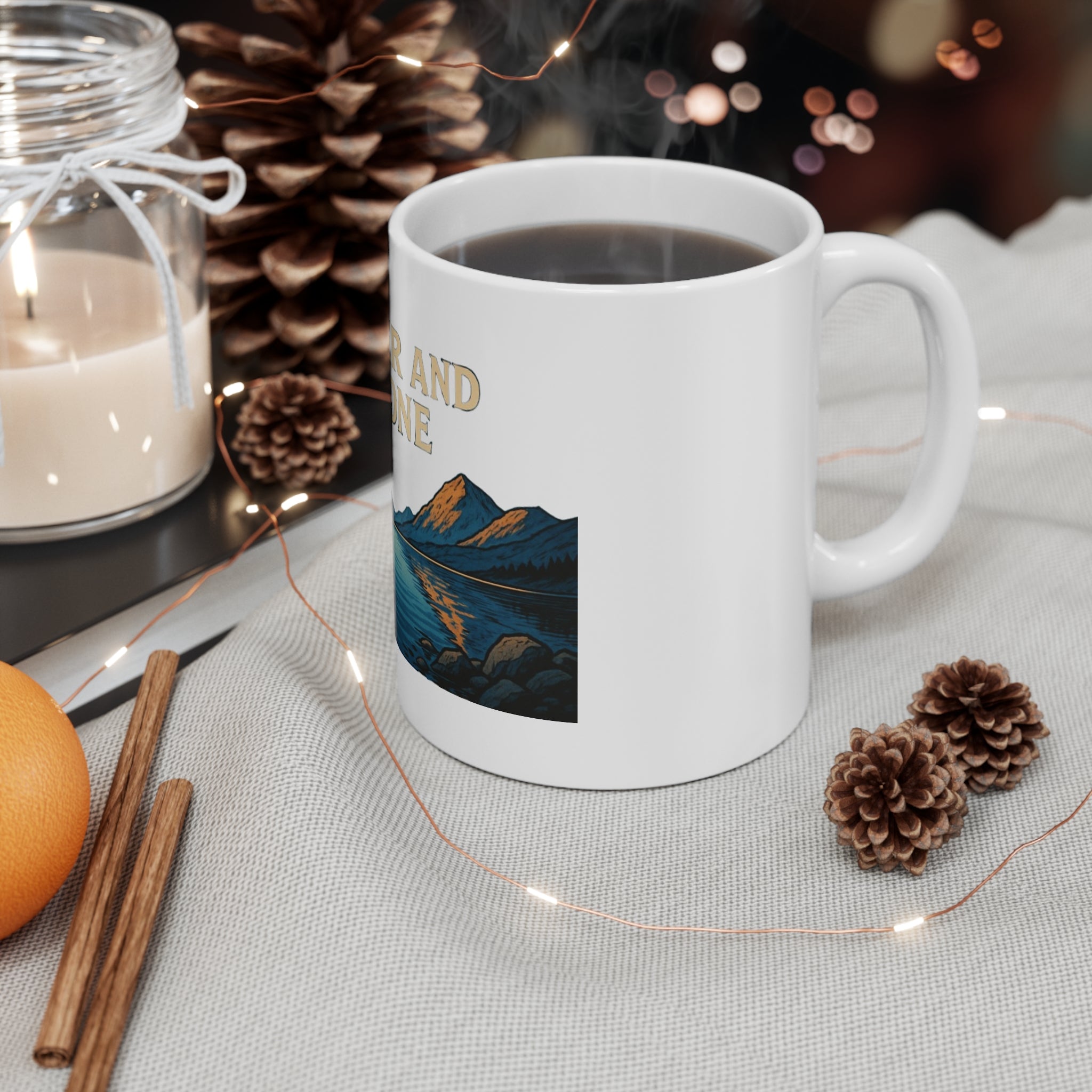 Scenic Nature Mug, Water and Stone Coffee Cup, Outdoor Adventure Gift, Nature Lover's Drinkware, Perfect for Hiking or Camping