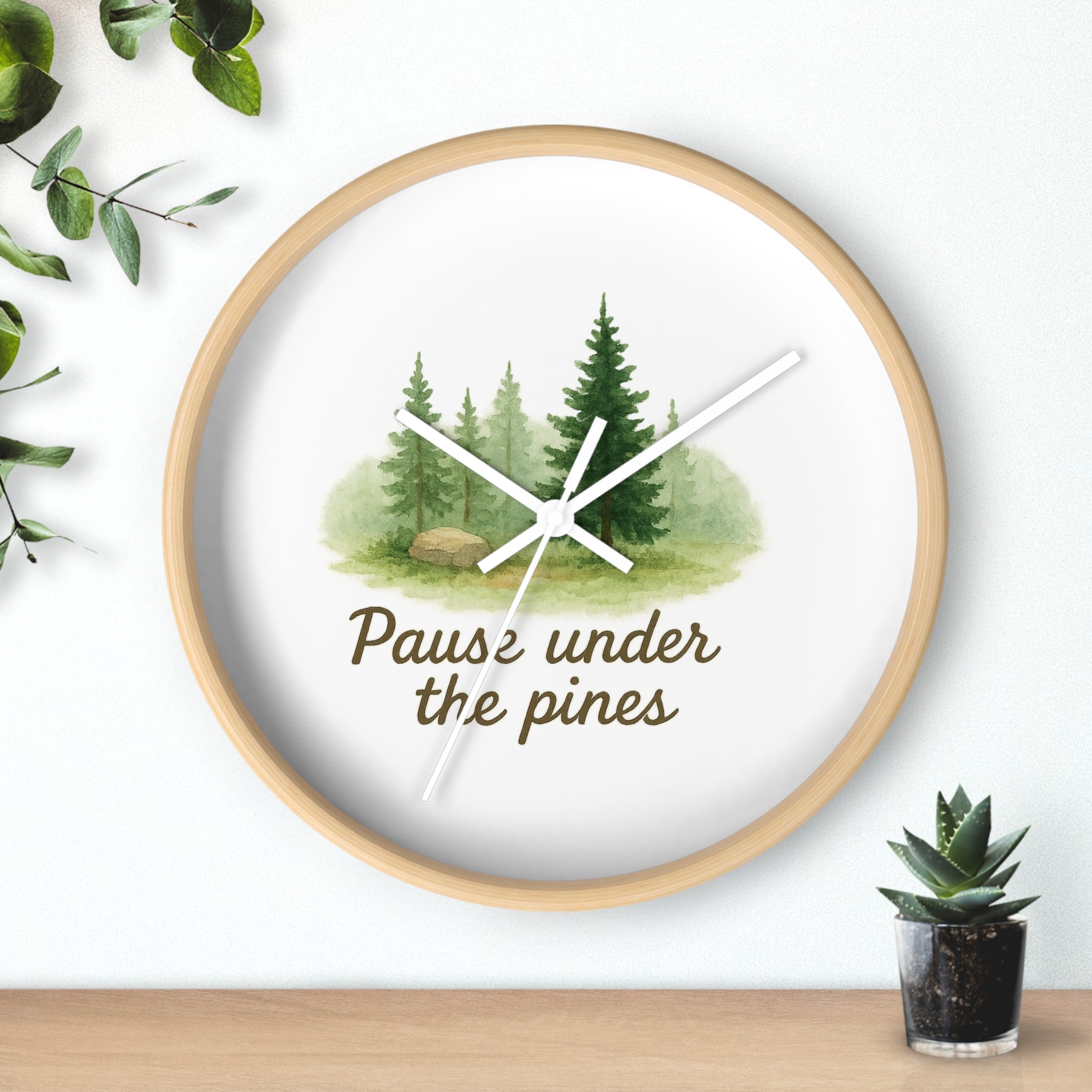 Nature-Inspired Wall Clock for Serene Spaces - "Pause Under the Pines" - Home Decor, Rustic Clock, Gift Idea, Forest Theme
