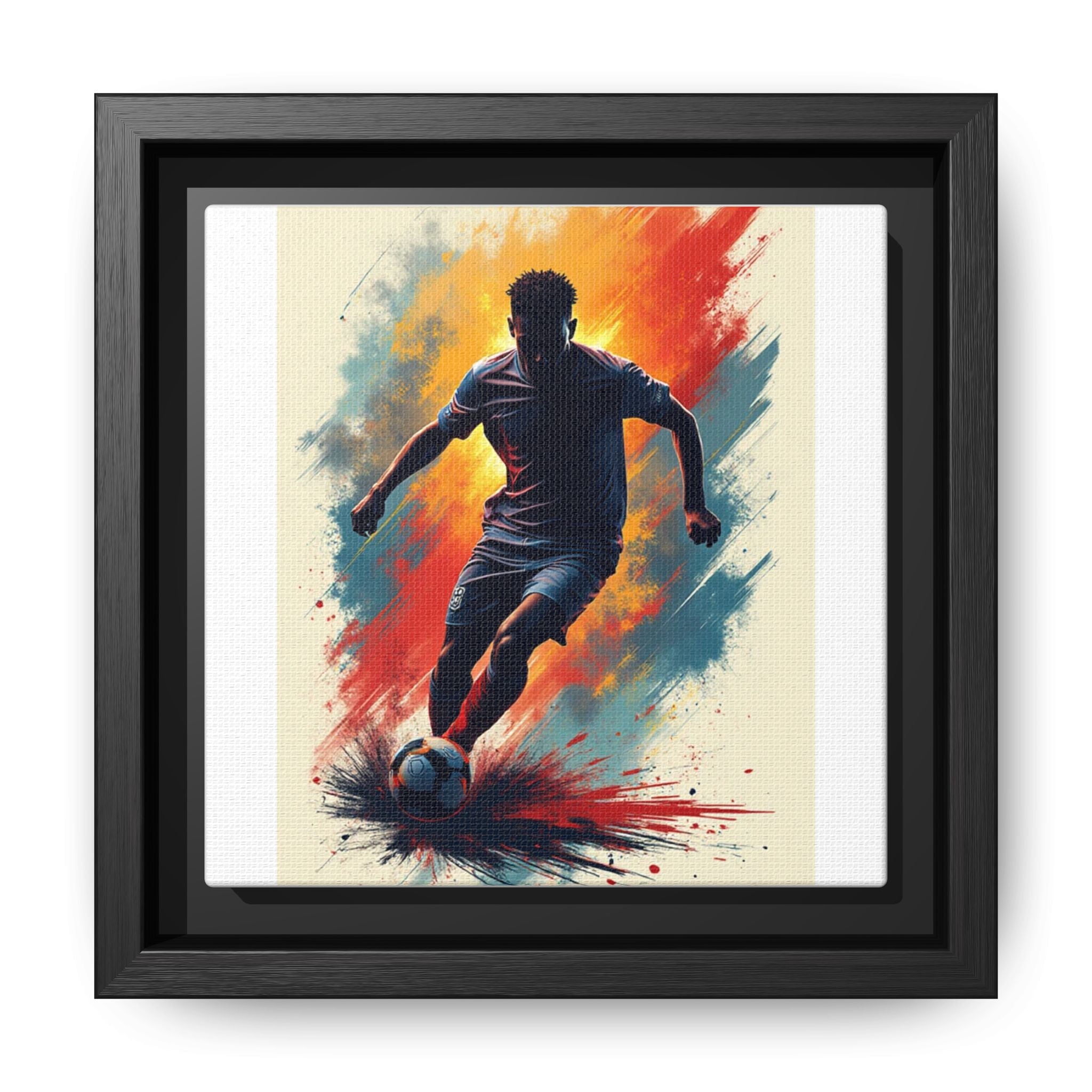 Soccer Wall Art, Sporty Home Decor, Framed Canvas Print, Colorful Soccer Player Artwork, Gift for Athletes, Soccer Fans, Room Decor