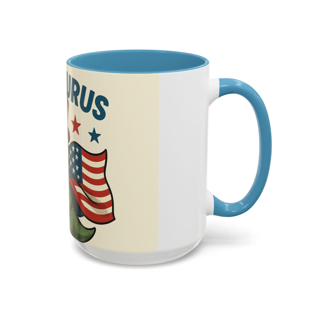Patriotic Dinosaur Coffee Mug - Fourth of July Gift, Funny Tea Cup, T-Rex Mug, Unique Kid's Drinkware, Best Present for Dino Lovers