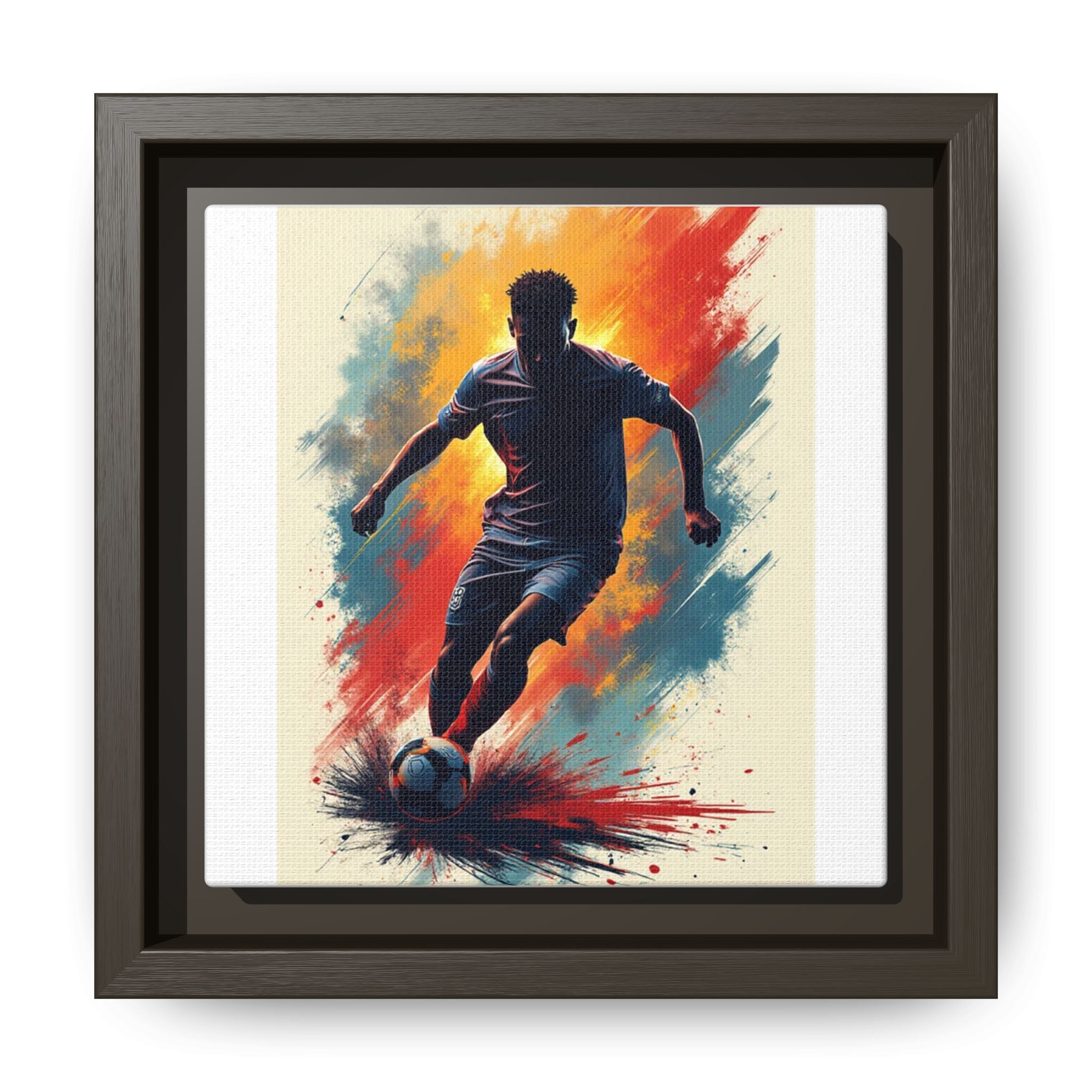 Soccer Wall Art, Sporty Home Decor, Framed Canvas Print, Colorful Soccer Player Artwork, Gift for Athletes, Soccer Fans, Room Decor