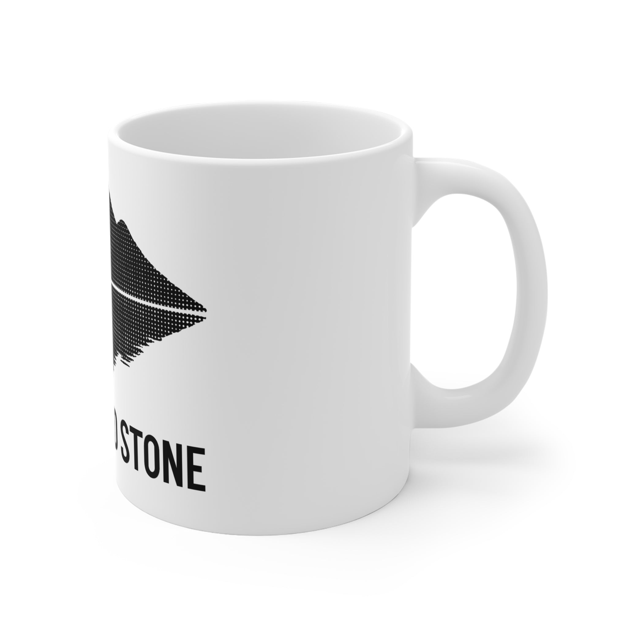 Nature-Inspired Mug, 11oz Coffee Cup, Outdoor Enthusiast Gift, Minimalist Design, Water and Stone Graphic