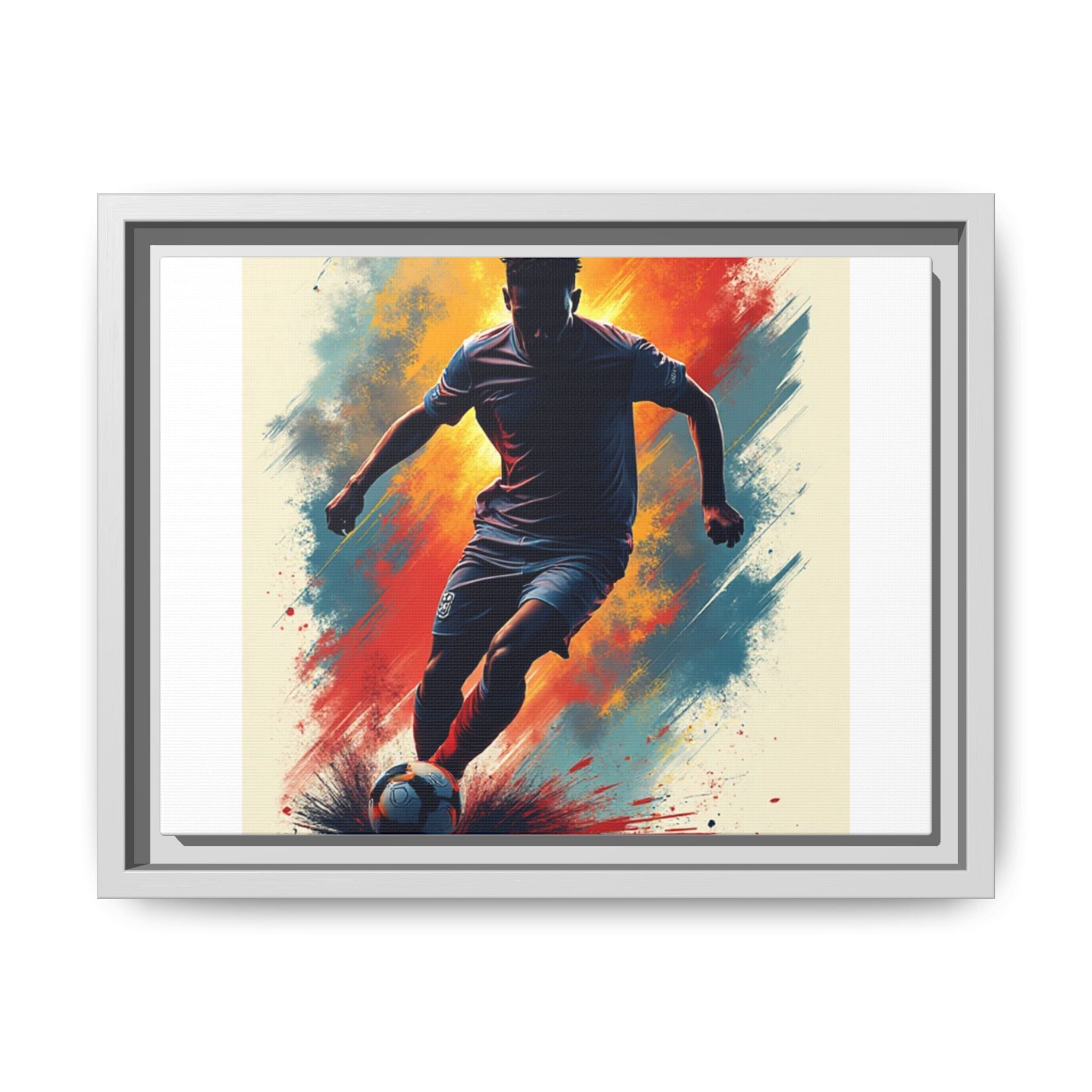 Soccer Wall Art, Sporty Home Decor, Framed Canvas Print, Colorful Soccer Player Artwork, Gift for Athletes, Soccer Fans, Room Decor