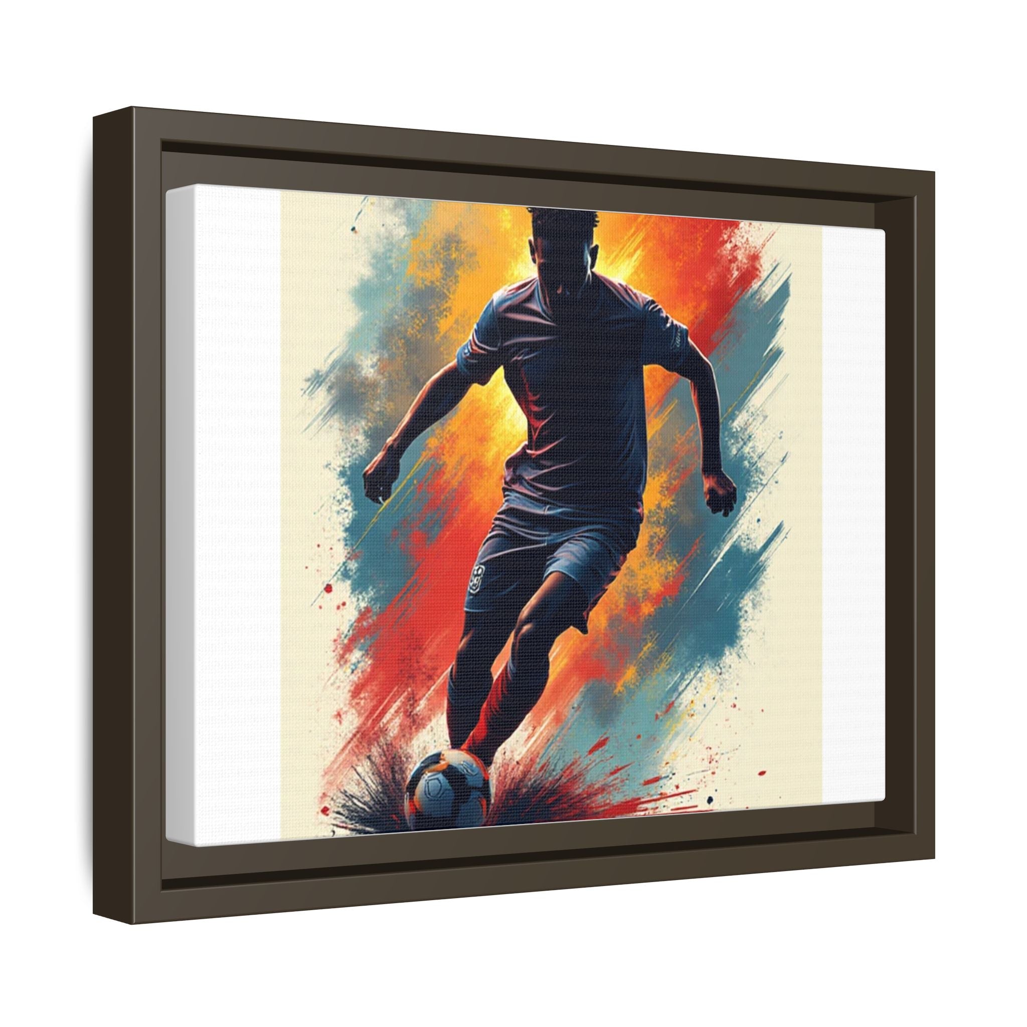 Soccer Wall Art, Sporty Home Decor, Framed Canvas Print, Colorful Soccer Player Artwork, Gift for Athletes, Soccer Fans, Room Decor