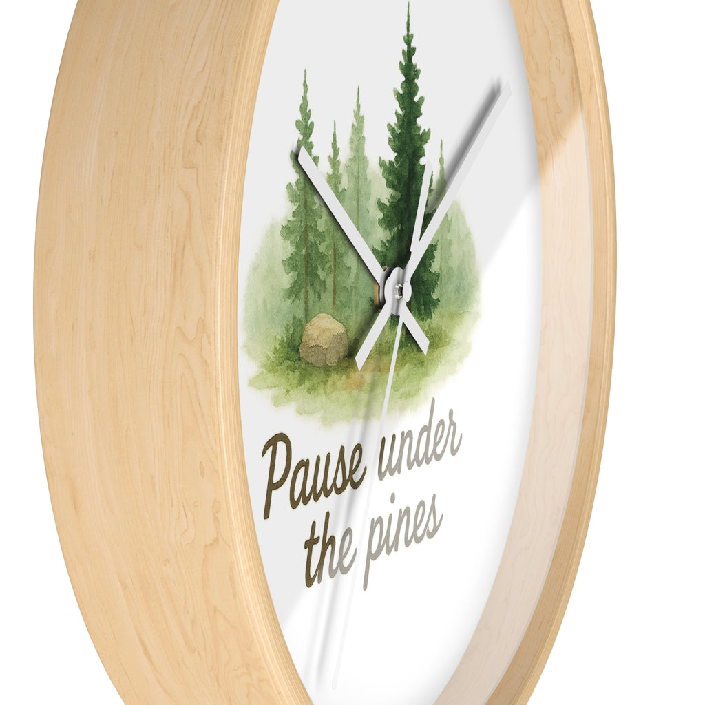 Nature-Inspired Wall Clock for Serene Spaces - "Pause Under the Pines" - Home Decor, Rustic Clock, Gift Idea, Forest Theme