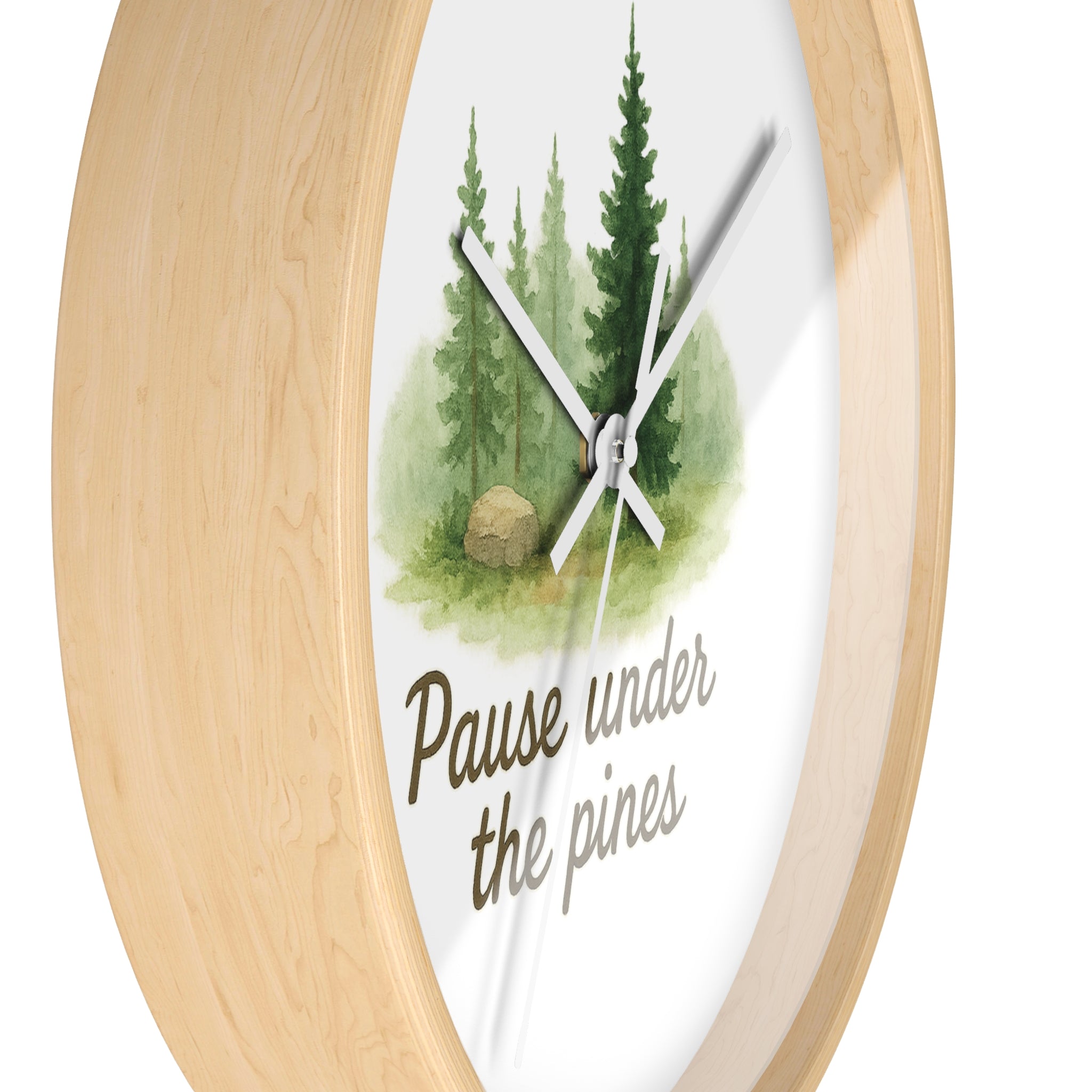 Nature-Inspired Wall Clock for Serene Spaces - "Pause Under the Pines" - Home Decor, Rustic Clock, Gift Idea, Forest Theme