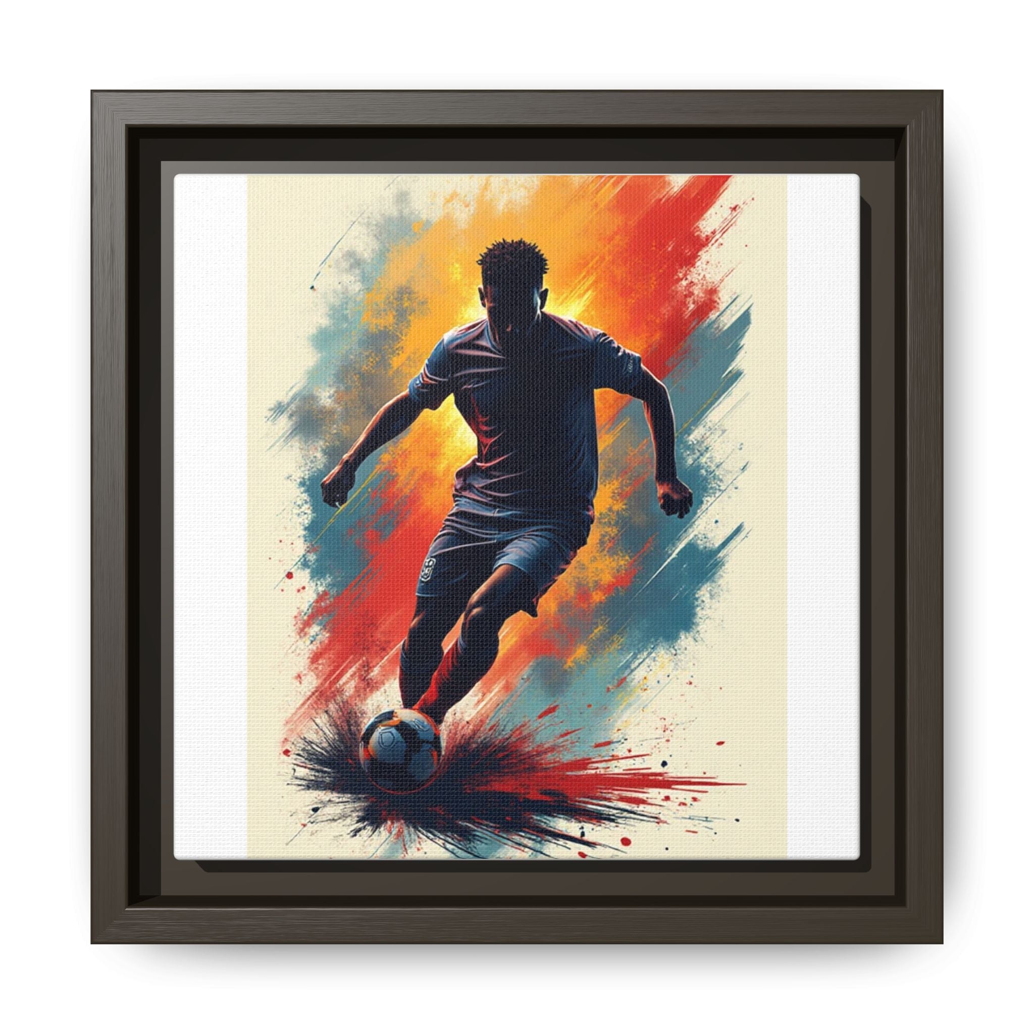 Soccer Wall Art, Sporty Home Decor, Framed Canvas Print, Colorful Soccer Player Artwork, Gift for Athletes, Soccer Fans, Room Decor