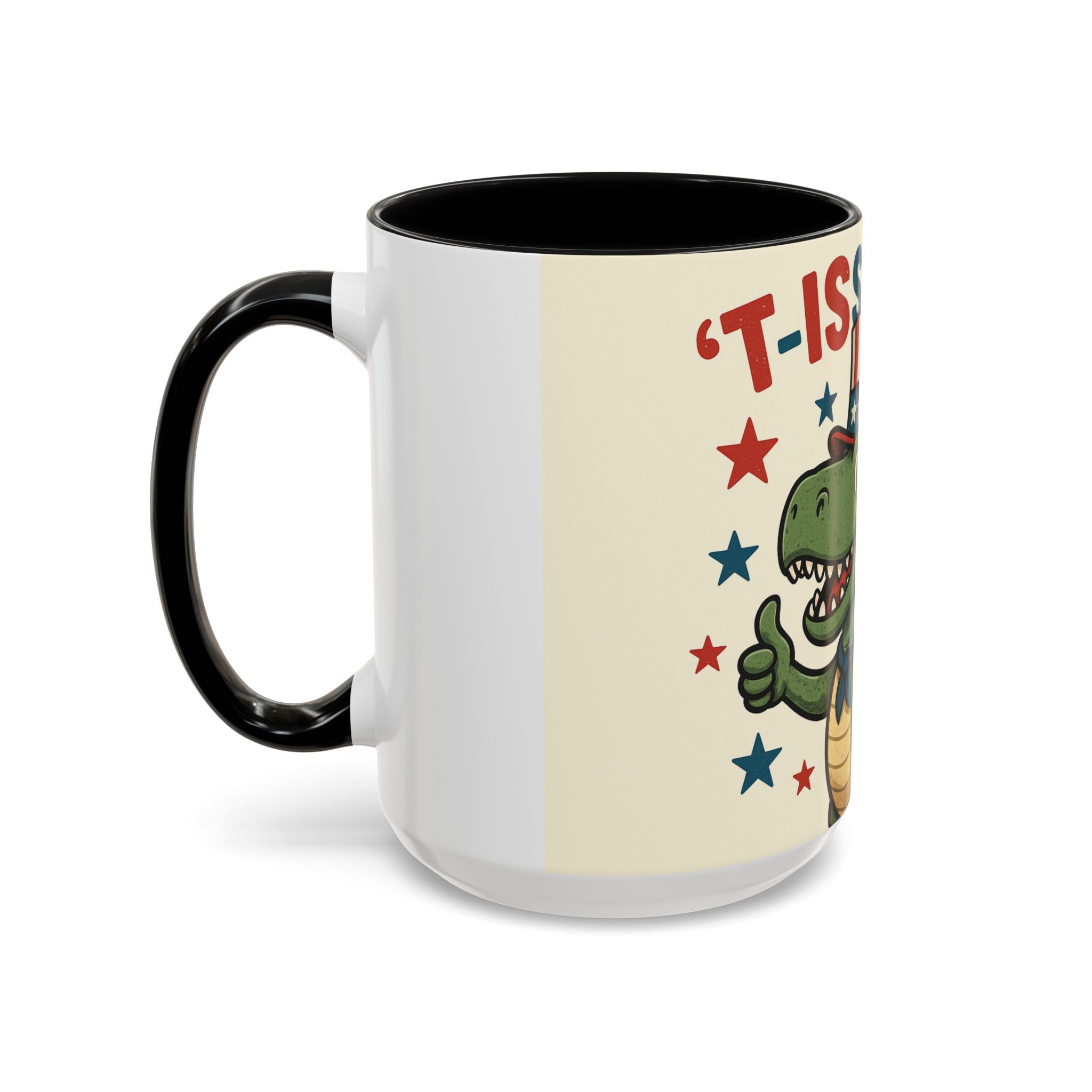 Patriotic Dinosaur Coffee Mug - Fourth of July Gift, Funny Tea Cup, T-Rex Mug, Unique Kid's Drinkware, Best Present for Dino Lovers