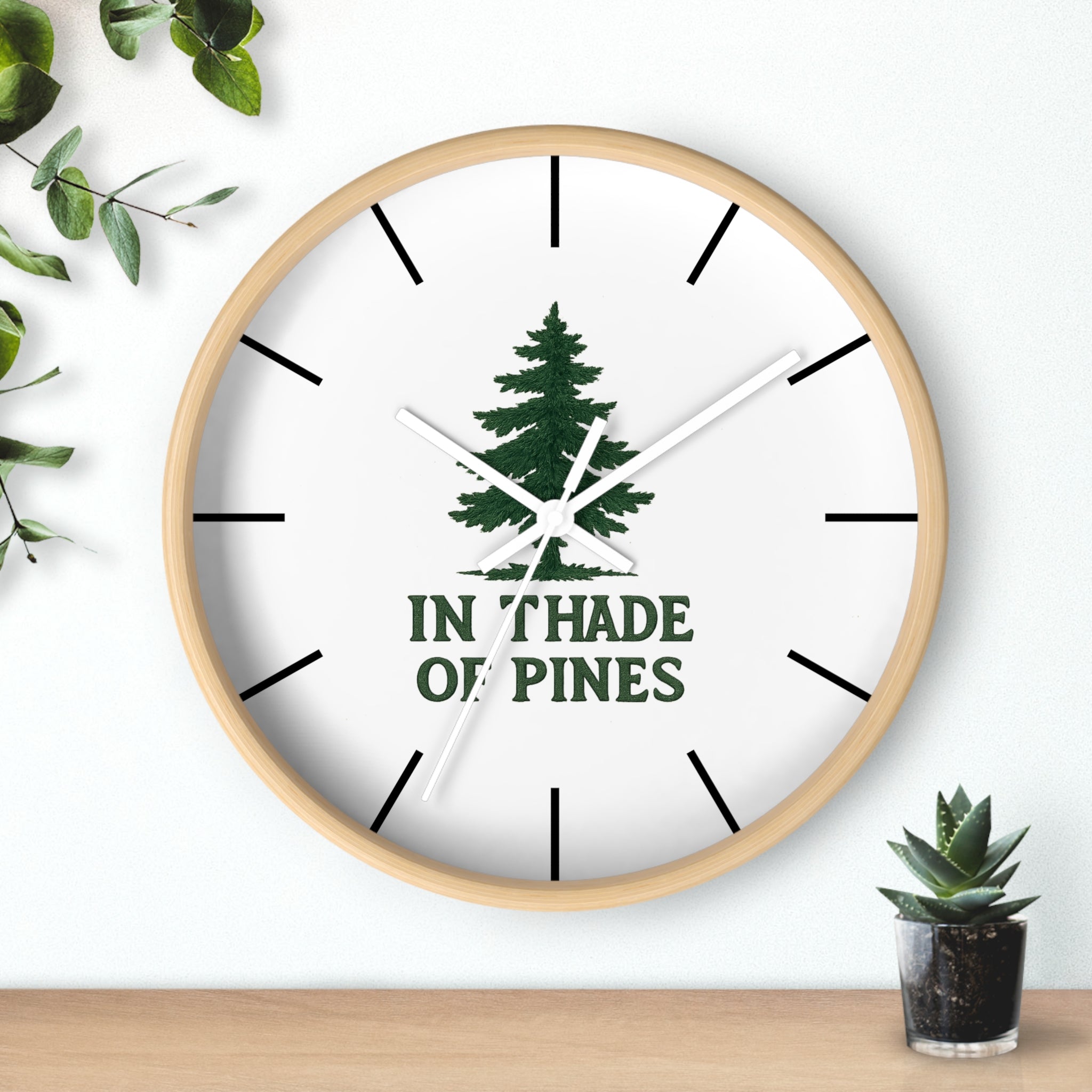 Rustic Forest Wall Clock - In The Shade Of Pines Decor, Nature Lover Gift, Cabin Wall Art, Home Decor, Eco-Friendly Timepiece