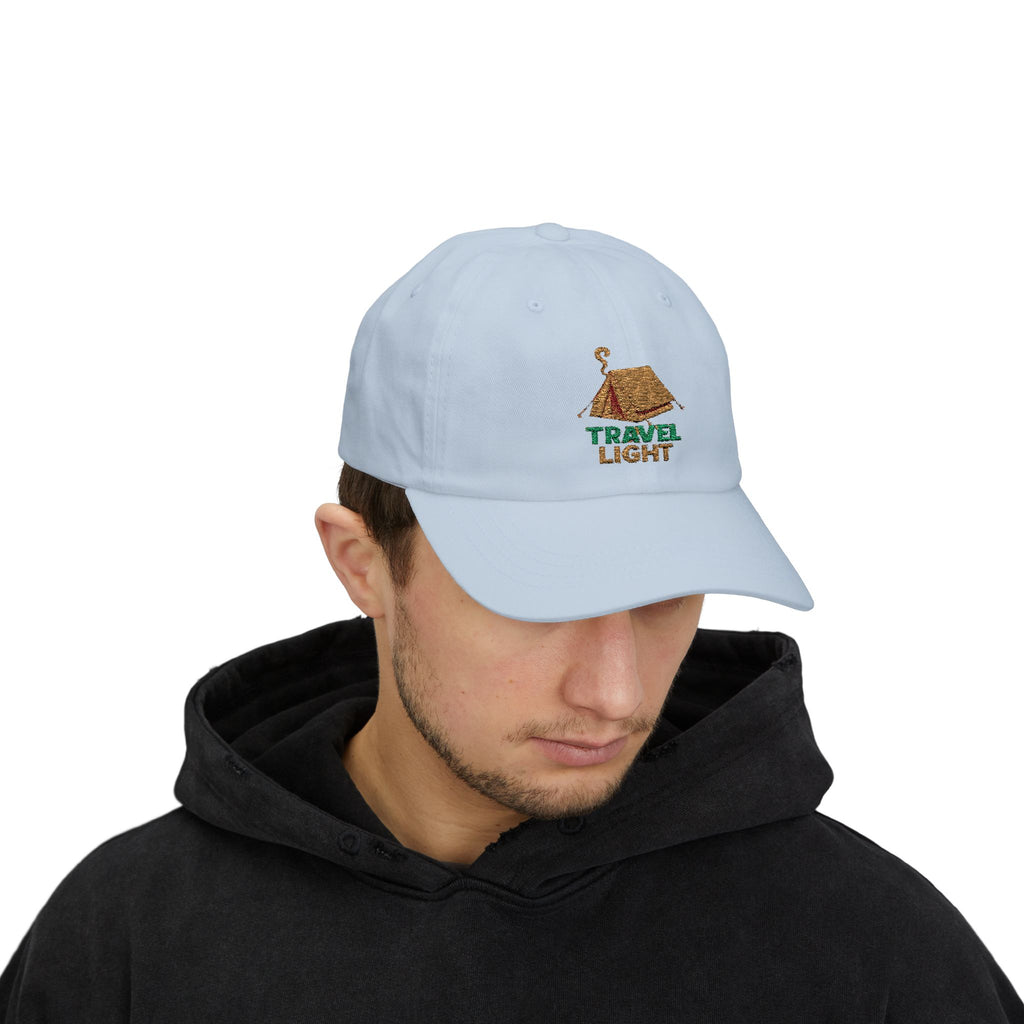 Travel Light Dad Cap | Casual Fashion Hat, Summer Accessory, Gift for Travelers, Outdoor Gear, Vacation Essential