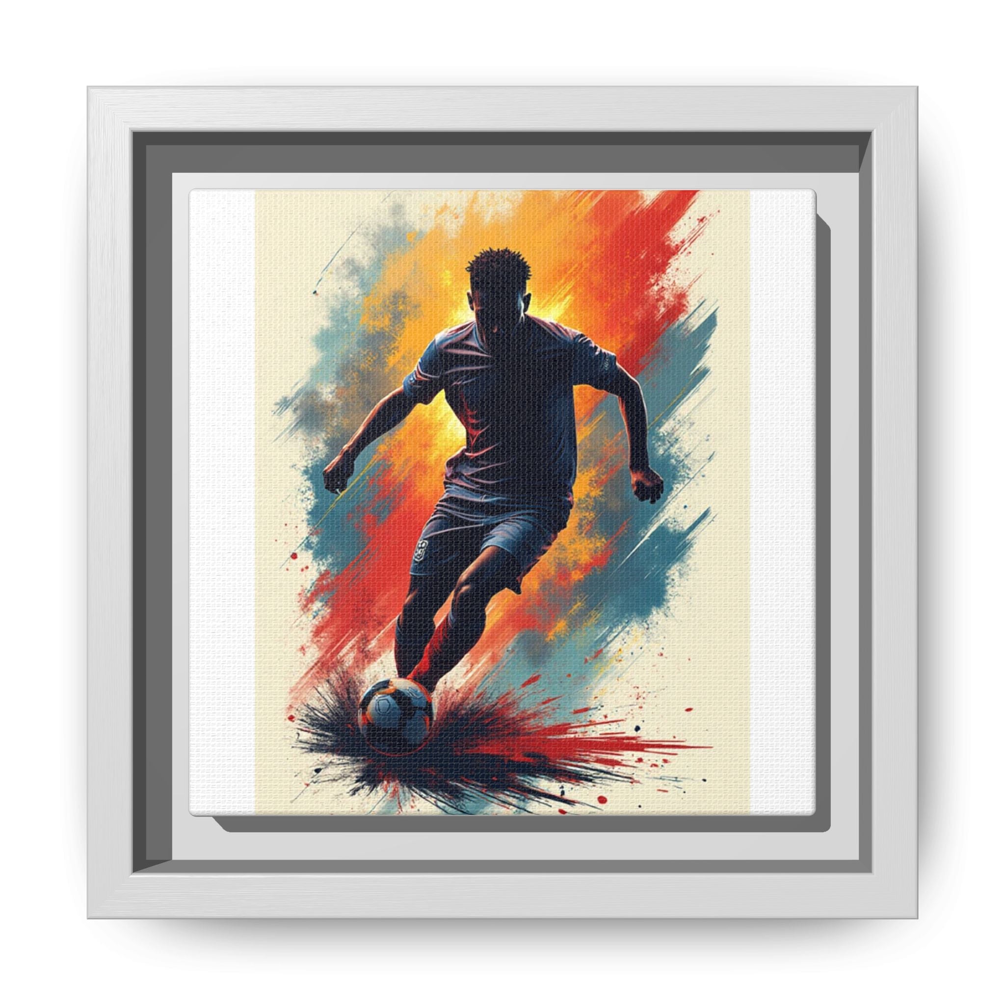 Soccer Wall Art, Sporty Home Decor, Framed Canvas Print, Colorful Soccer Player Artwork, Gift for Athletes, Soccer Fans, Room Decor