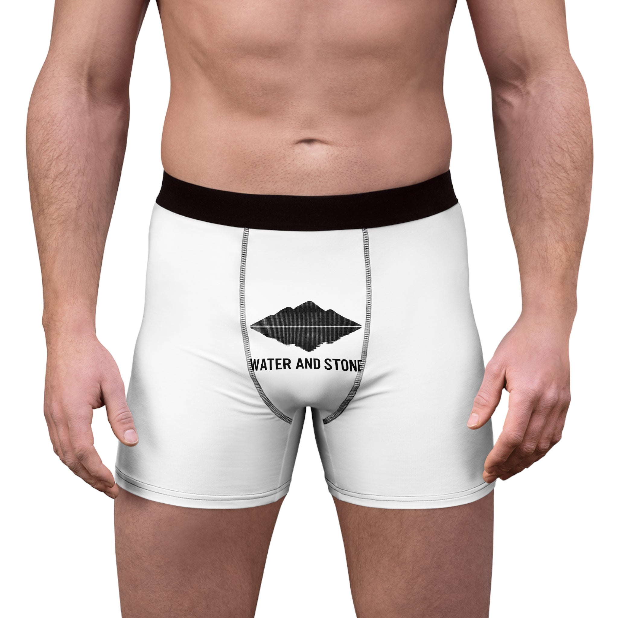 Trendy Men's Boxer Briefs with Unique Pattern, Comfortable Underwear, Stylish Gift, Casual Everyday Wear, Water and Stone Design