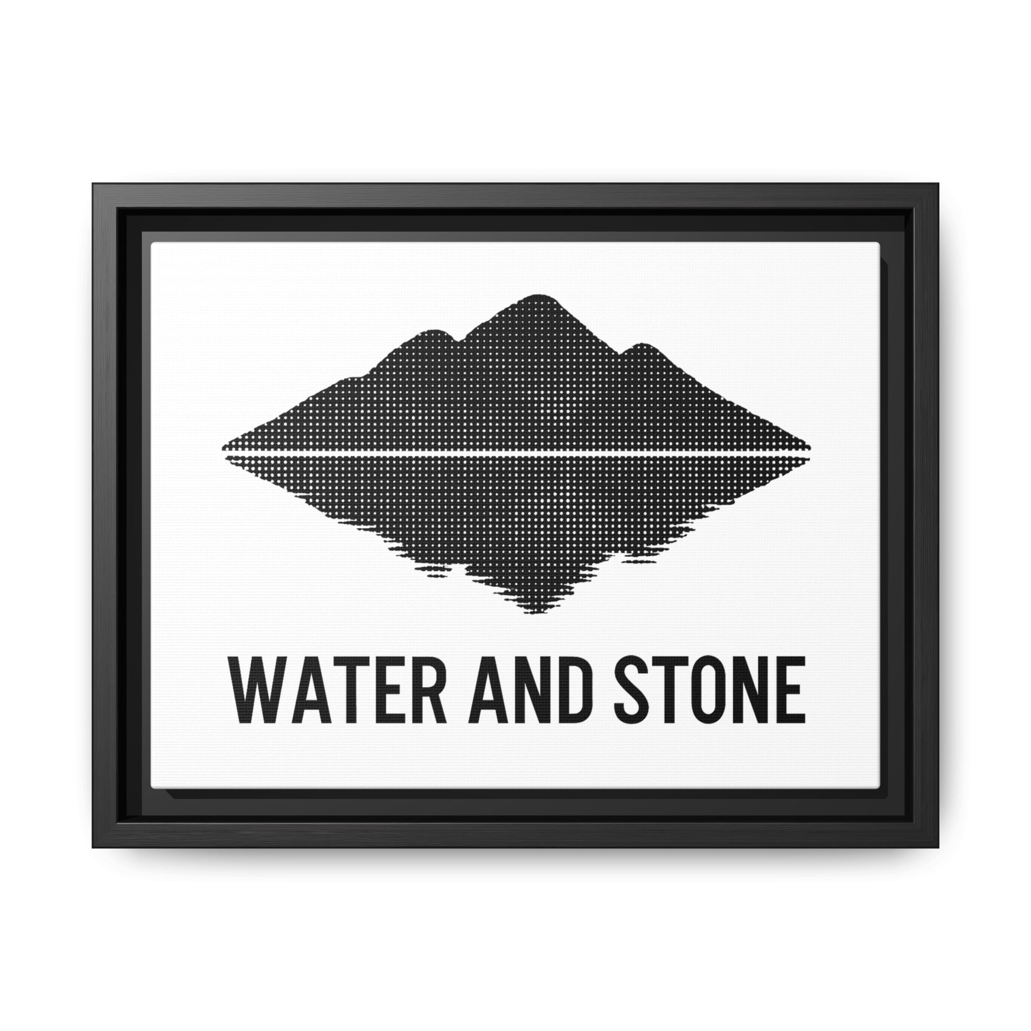Framed Wall Art, Mountain Landscape, Water and Stone Decor, Home Wall Decor, Nature-Inspired Art, Modern Room Decor