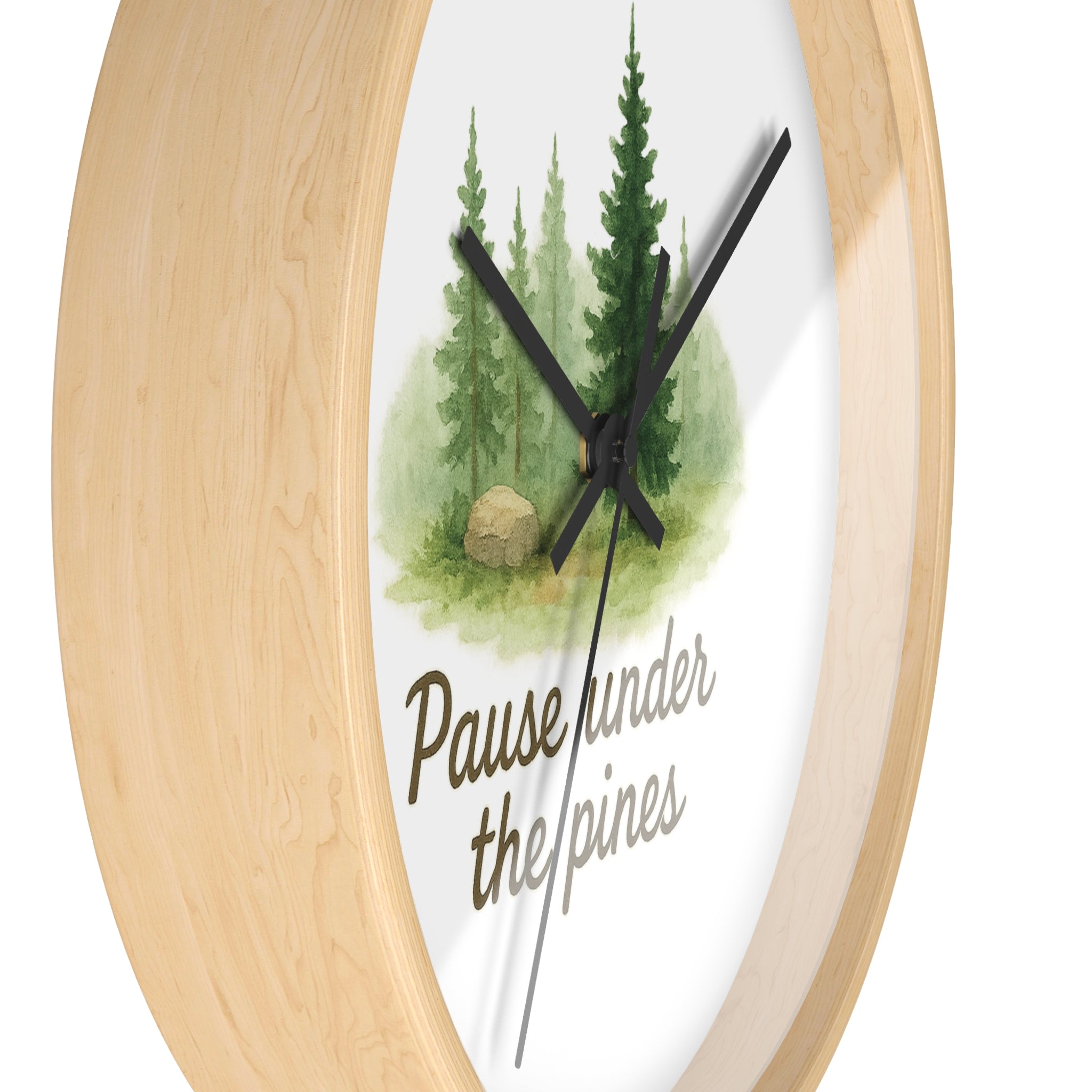 Nature-Inspired Wall Clock for Serene Spaces - "Pause Under the Pines" - Home Decor, Rustic Clock, Gift Idea, Forest Theme