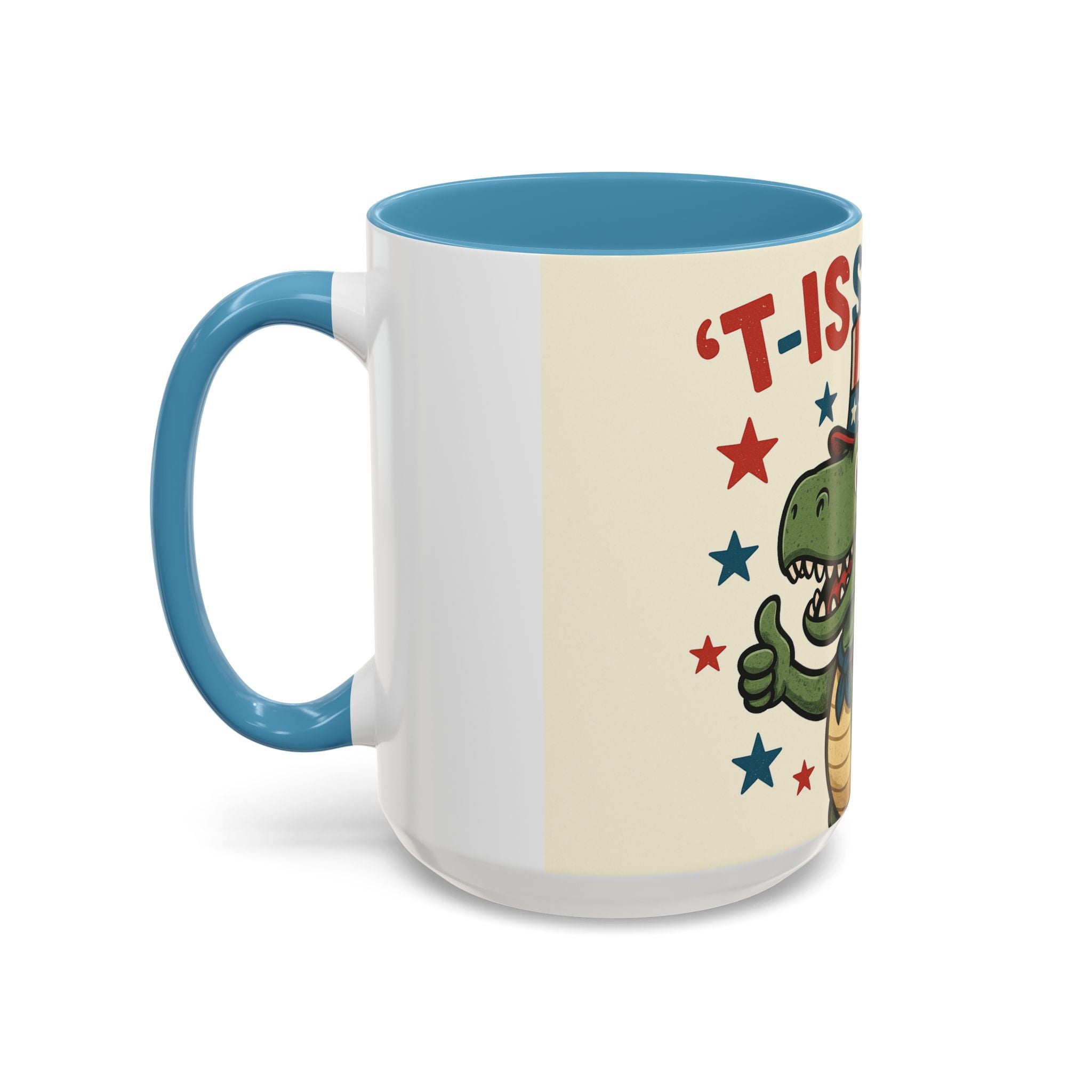 Patriotic Dinosaur Coffee Mug - Fourth of July Gift, Funny Tea Cup, T-Rex Mug, Unique Kid's Drinkware, Best Present for Dino Lovers