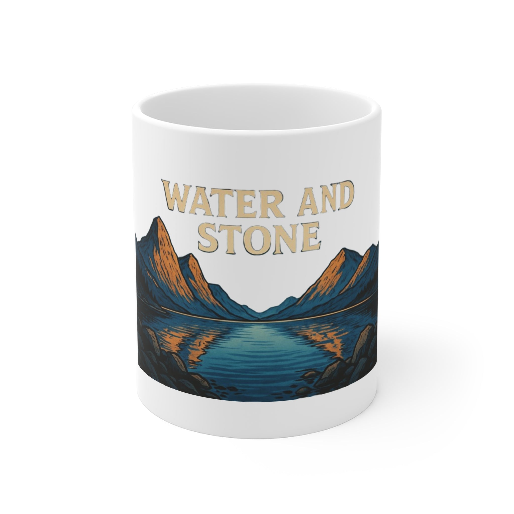 Scenic Nature Mug, Water and Stone Coffee Cup, Outdoor Adventure Gift, Nature Lover's Drinkware, Perfect for Hiking or Camping