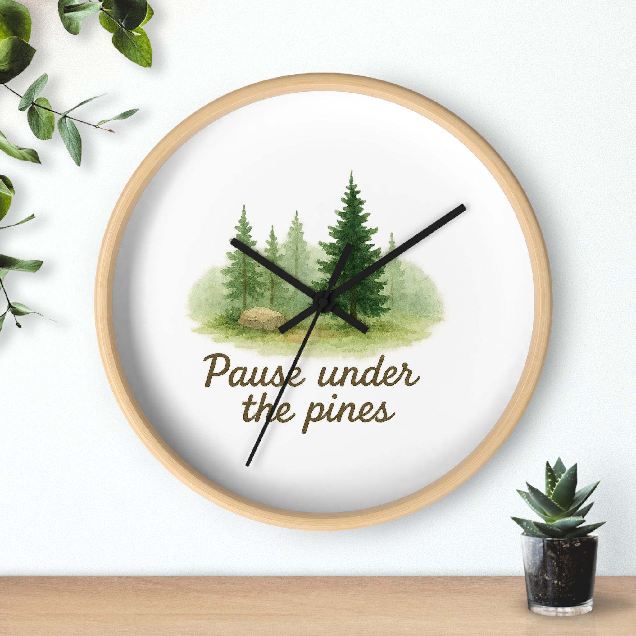 Nature-Inspired Wall Clock for Serene Spaces - "Pause Under the Pines" - Home Decor, Rustic Clock, Gift Idea, Forest Theme