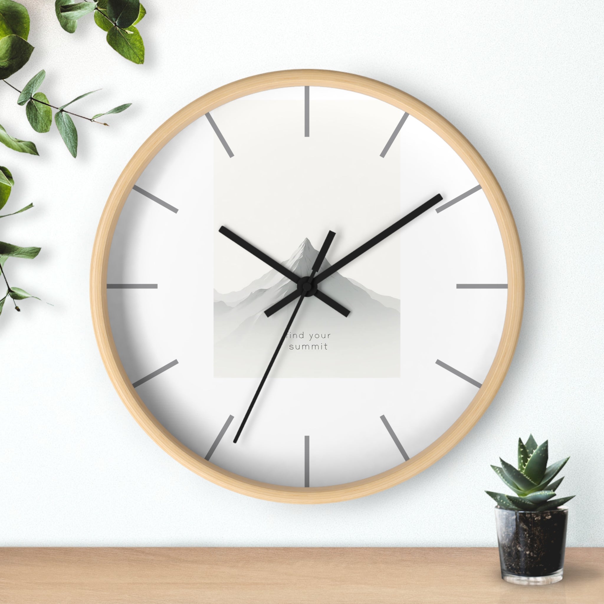 Mountain Summit Wall Clock - Modern Home Decor, Inspirational Art, Office Clock, Gift for Adventurers, Nature Lover Decoration