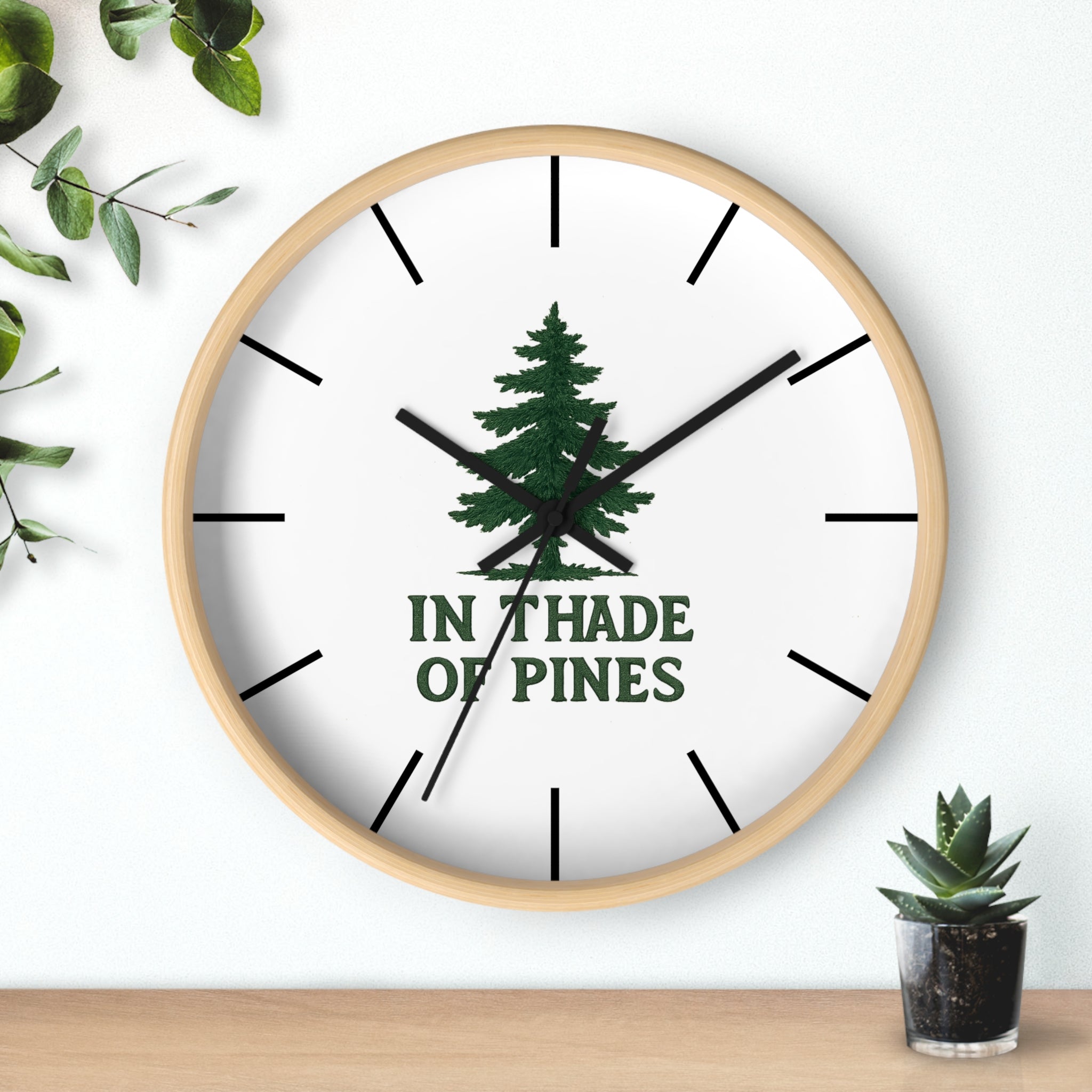 Rustic Forest Wall Clock - In The Shade Of Pines Decor, Nature Lover Gift, Cabin Wall Art, Home Decor, Eco-Friendly Timepiece