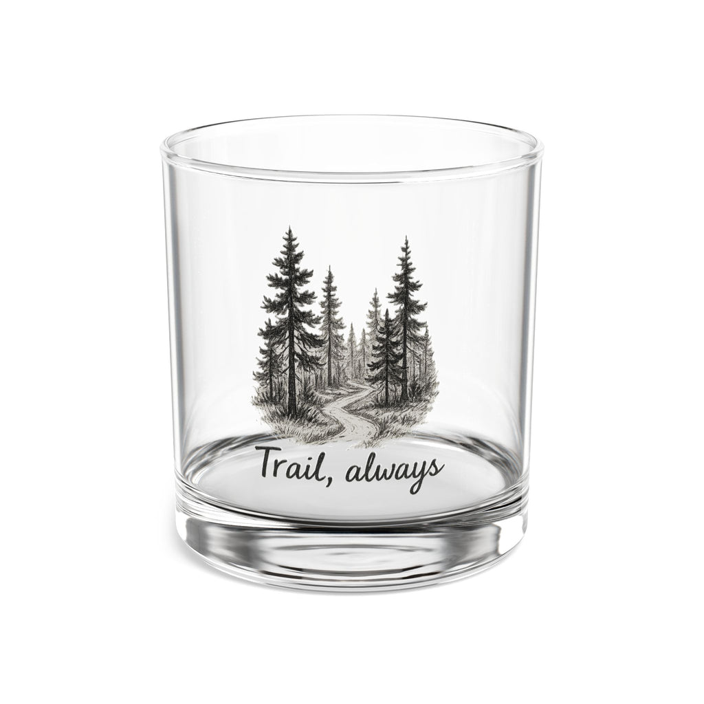 Trail Always Rocks Glass, 10oz | Perfect Gift for Outdoors Lovers, Home Bar Decor, Whiskey Glass, Camping Gift, Nature Enthusiast