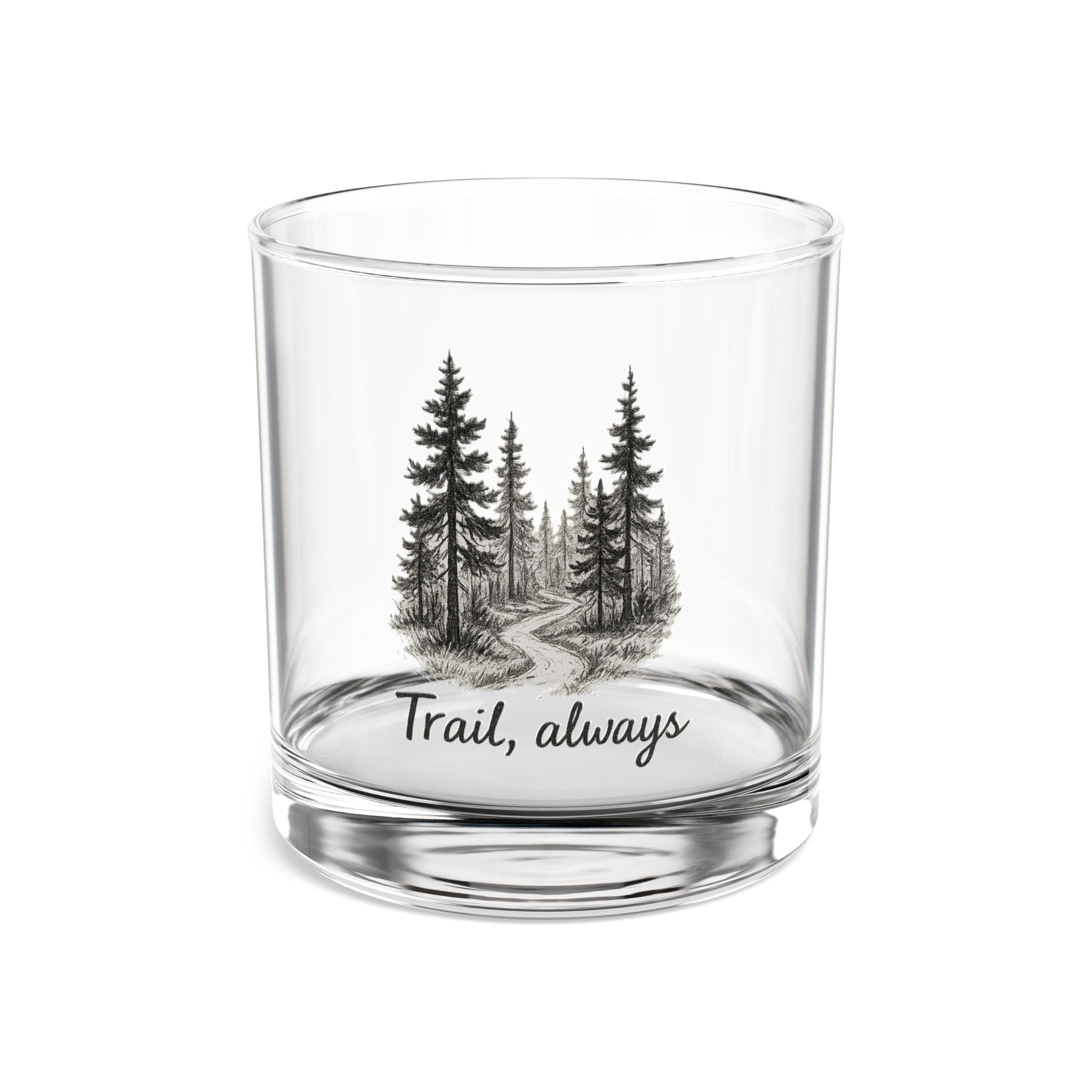 Trail Always Rocks Glass, 10oz | Perfect Gift for Outdoors Lovers, Home Bar Decor, Whiskey Glass, Camping Gift, Nature Enthusiast