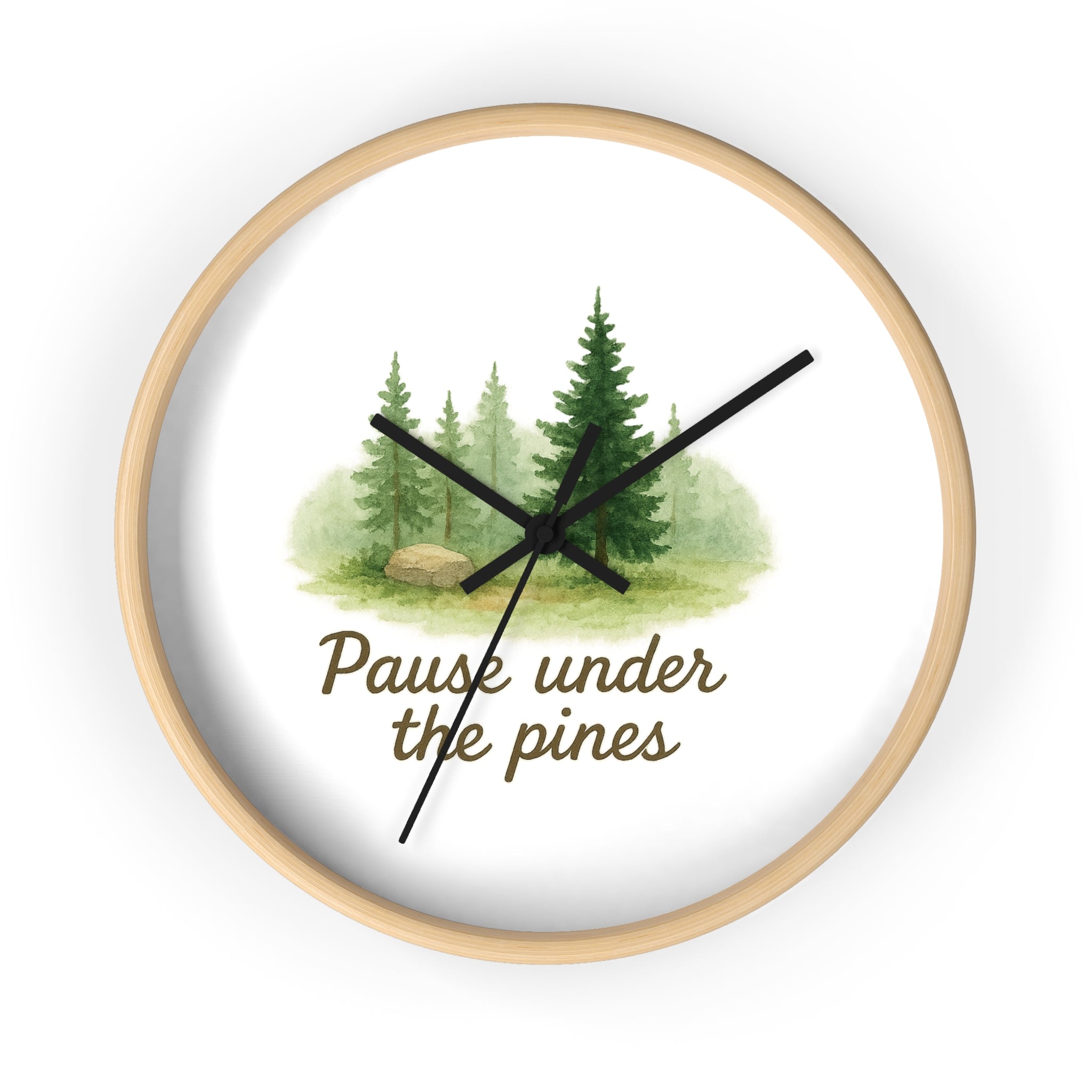Nature-Inspired Wall Clock for Serene Spaces - "Pause Under the Pines" - Home Decor, Rustic Clock, Gift Idea, Forest Theme
