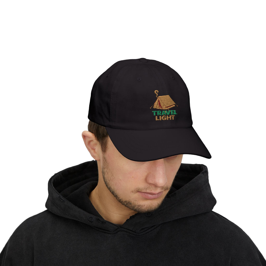 Travel Light Dad Cap | Casual Fashion Hat, Summer Accessory, Gift for Travelers, Outdoor Gear, Vacation Essential