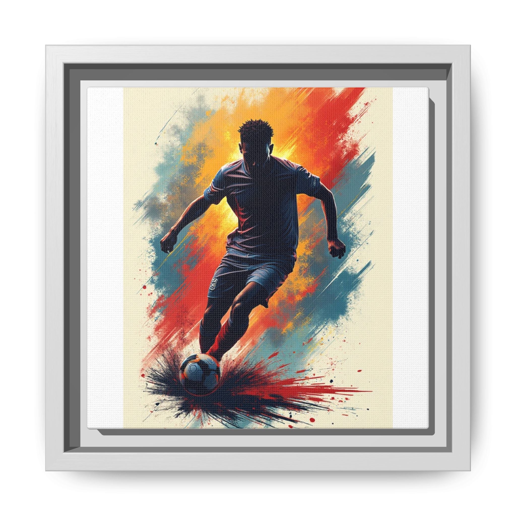 Soccer Wall Art, Sporty Home Decor, Framed Canvas Print, Colorful Soccer Player Artwork, Gift for Athletes, Soccer Fans, Room Decor